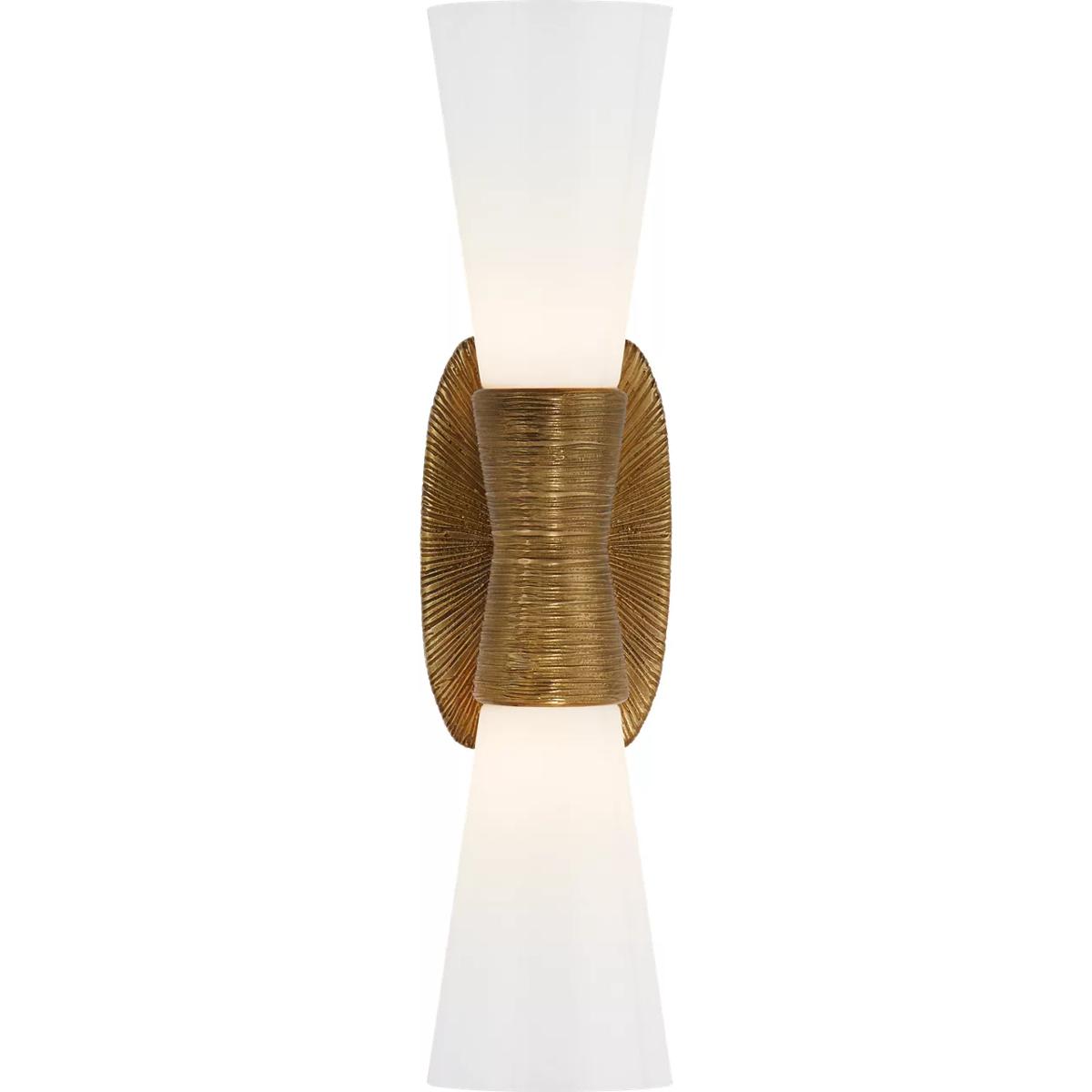 Lighting New York R-KW2047G-WG Visual Comfort Kelly Wearstler Utopia 2 Light 18 inch Gild Bath Sconce Wall Light, Kelly Wearstler, Small, Double, Whit