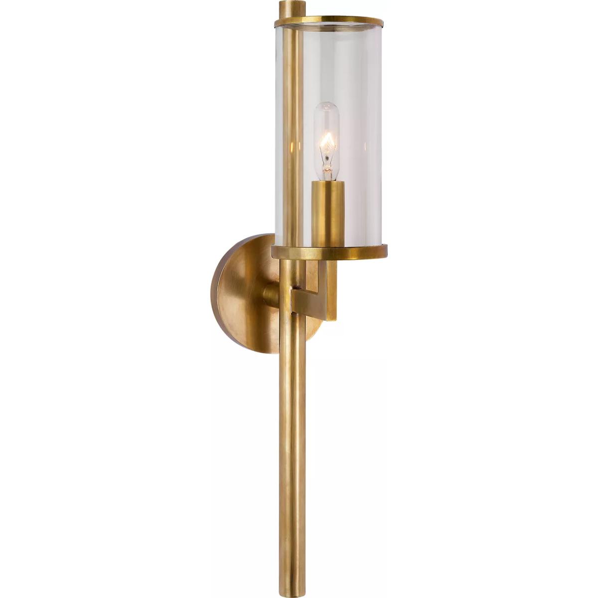 Visual Comfort Signature Collection KW2200AB-CG Kelly Wearstler Liaison 1 Light 4 inch Antique-Burnished Brass Single Sconce Wall Light in Clear Glass