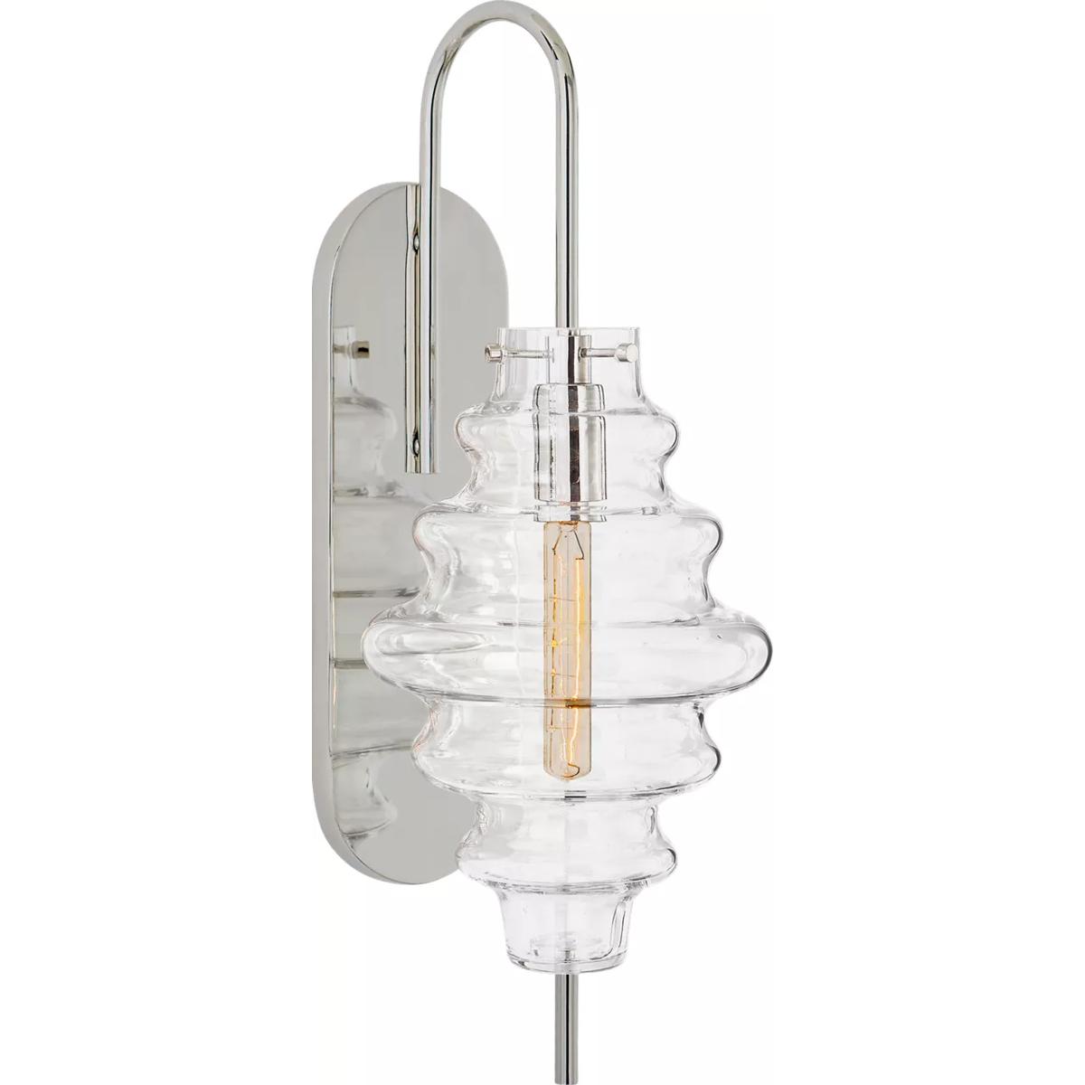Visual Comfort Signature Collection KW2270PN-CG Kelly Wearstler Tableau 1 Light 6.75 inch Polished Nickel Sconce Wall Light in Clear Glass, Large