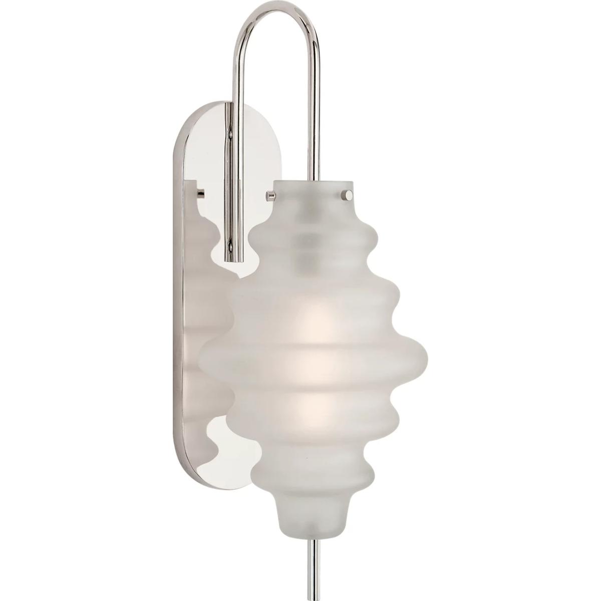 Visual Comfort Signature Collection KW2270PN-VG Kelly Wearstler Tableau 1 Light 6.75 inch Polished Nickel Sconce Wall Light in Volcanic Glass, Large