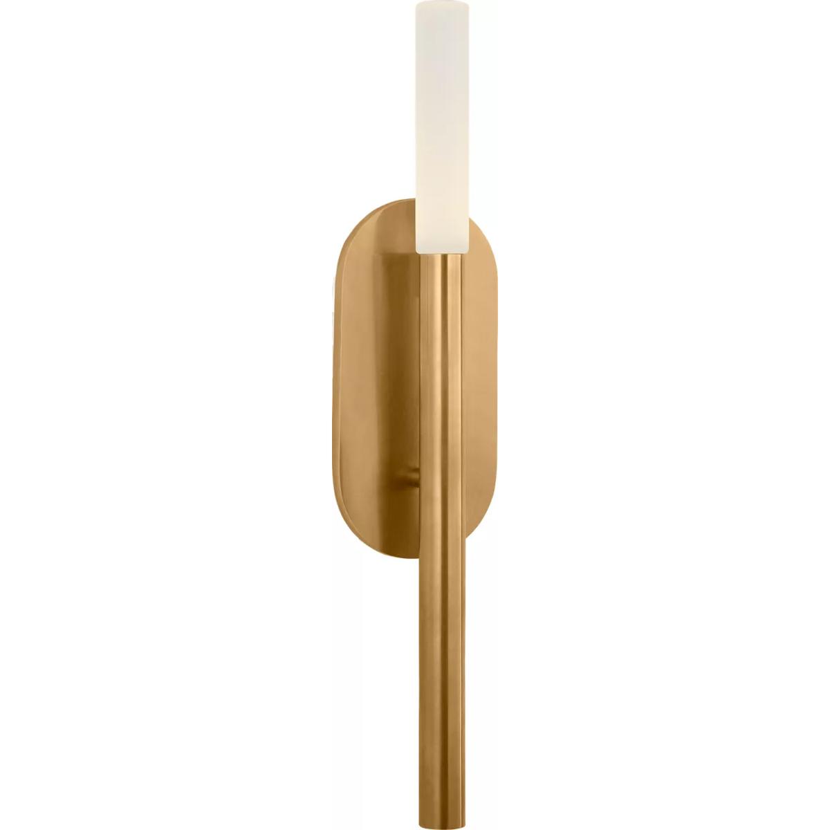Visual Comfort Signature Collection KW2281AB-EC Kelly Wearstler Rousseau LED 4.25 inch Antique-Burnished Brass Bath Sconce Wall Light in Etched Crysta