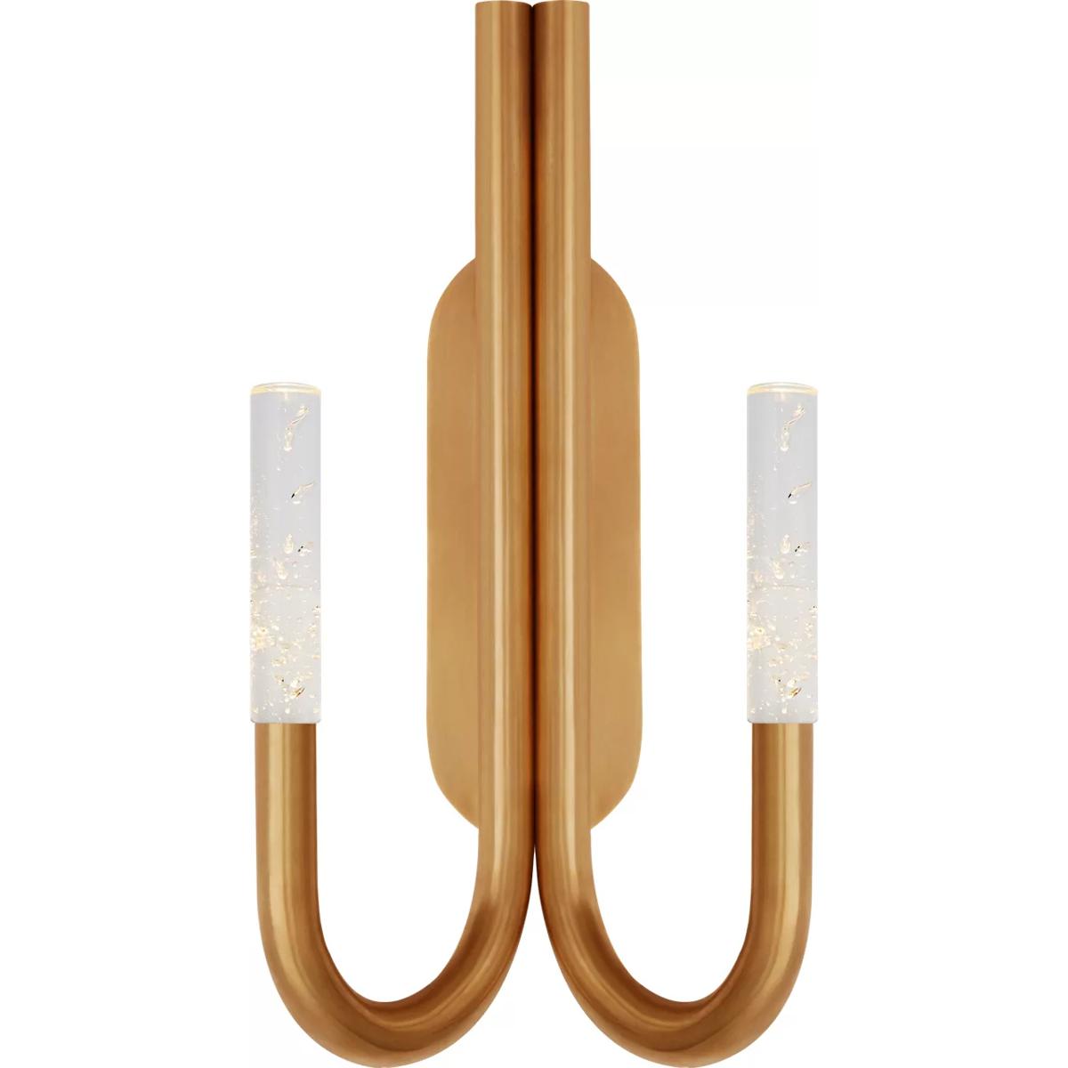 Visual Comfort Signature Collection KW2283AB-SG Kelly Wearstler Rousseau LED 10 inch Antique-Burnished Brass Double Wall Sconce Wall Light in Seeded G