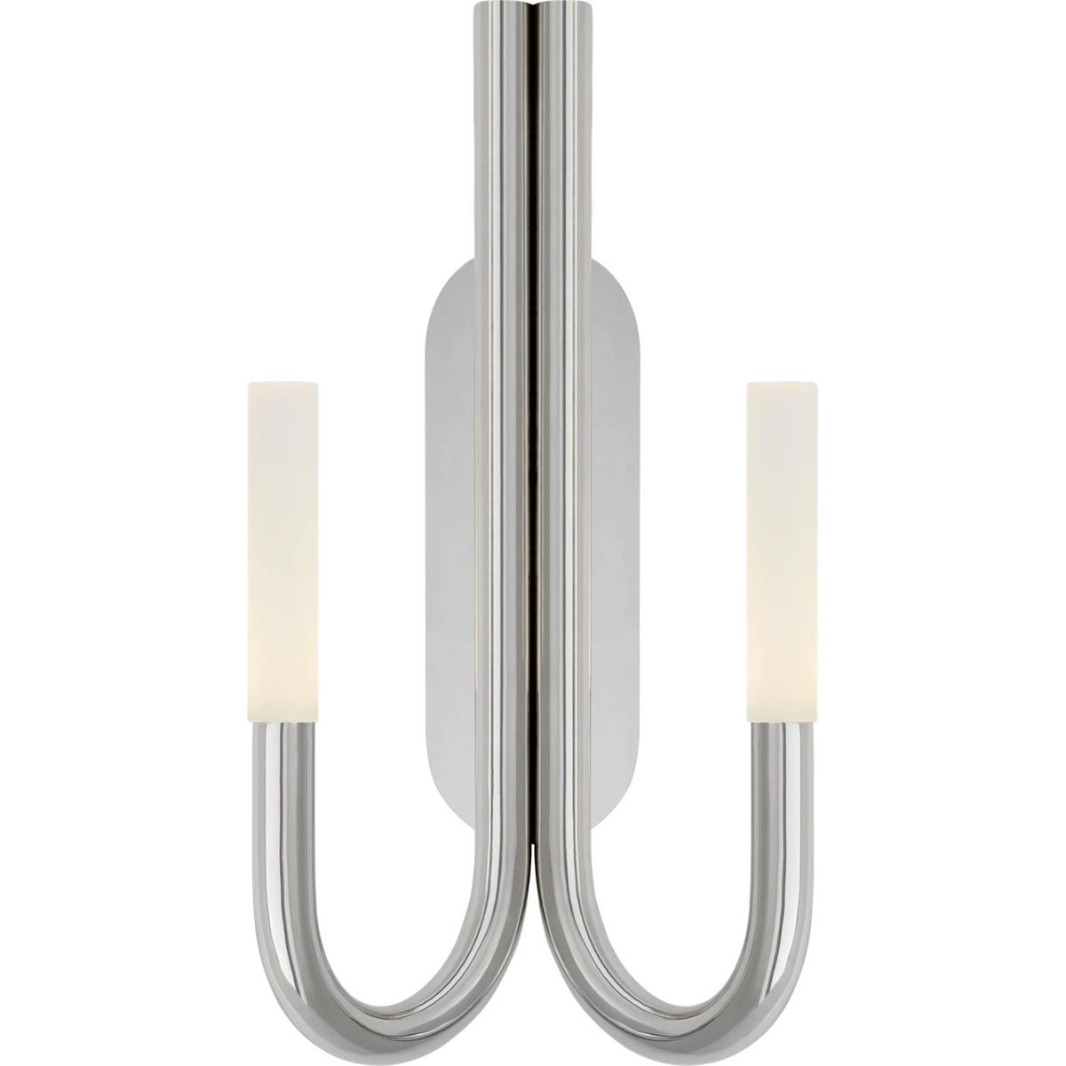 Visual Comfort Signature Collection KW2283PN-EC Kelly Wearstler Rousseau LED 10 inch Polished Nickel Double Wall Sconce Wall Light in Etched Crystal