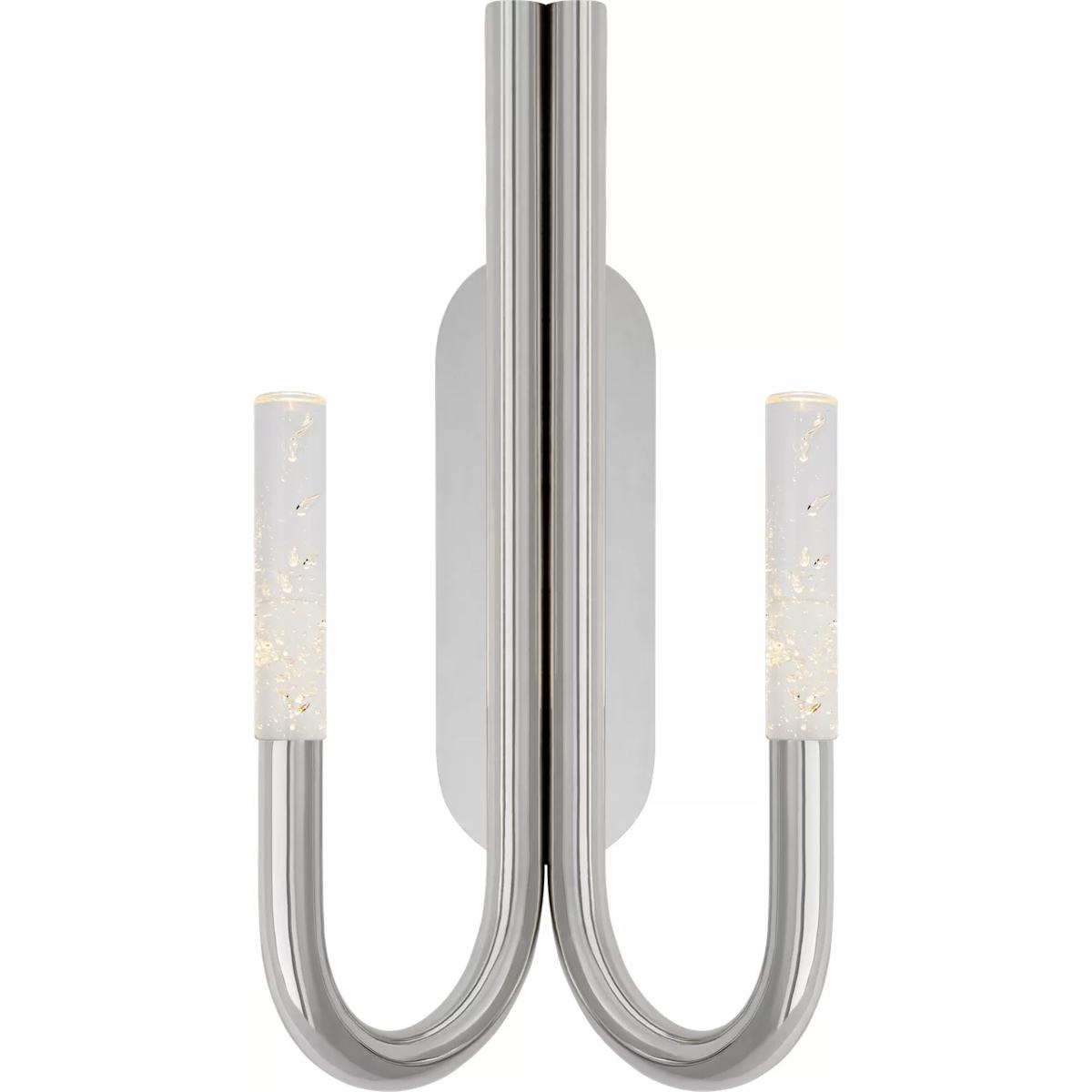 Visual Comfort Signature Collection KW2283PN-SG Kelly Wearstler Rousseau LED 10 inch Polished Nickel Double Wall Sconce Wall Light in Seeded Glass