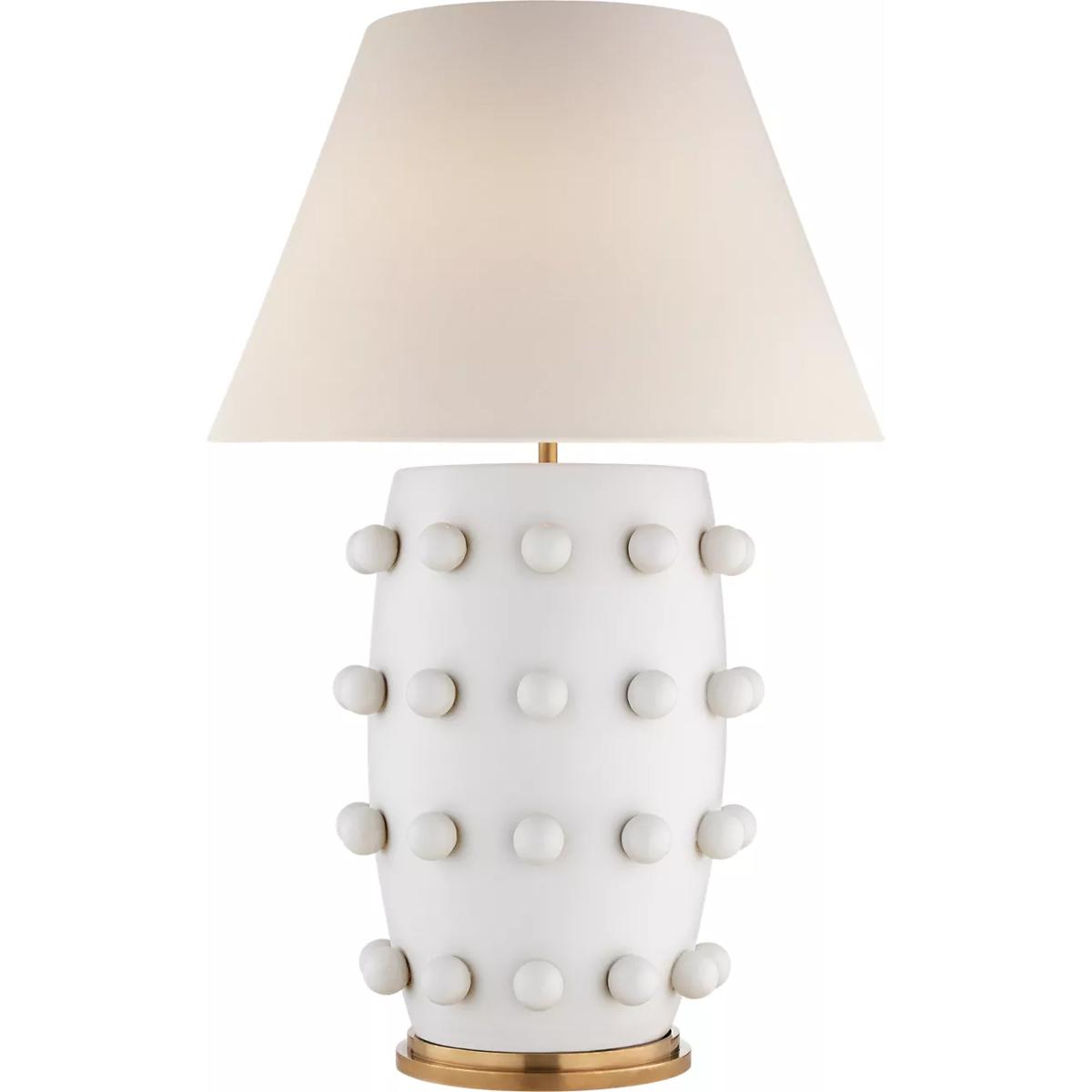 Lighting New York R-KW3032PW-L Visual Comfort Kelly Wearstler Linden 33 inch 100 watt Plaster White Table Lamp Portable Light, Kelly Wearstler, Linen