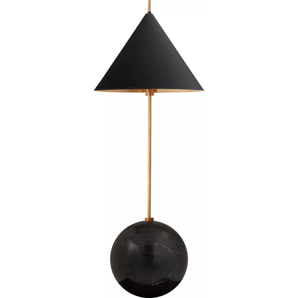 Visual Comfort Signature Collection KW3118AB/BLK Kelly Wearstler Cleo 20.75 inch 25 watt Antique-Burnished Brass Desk Lamp Portable Light in Black, An