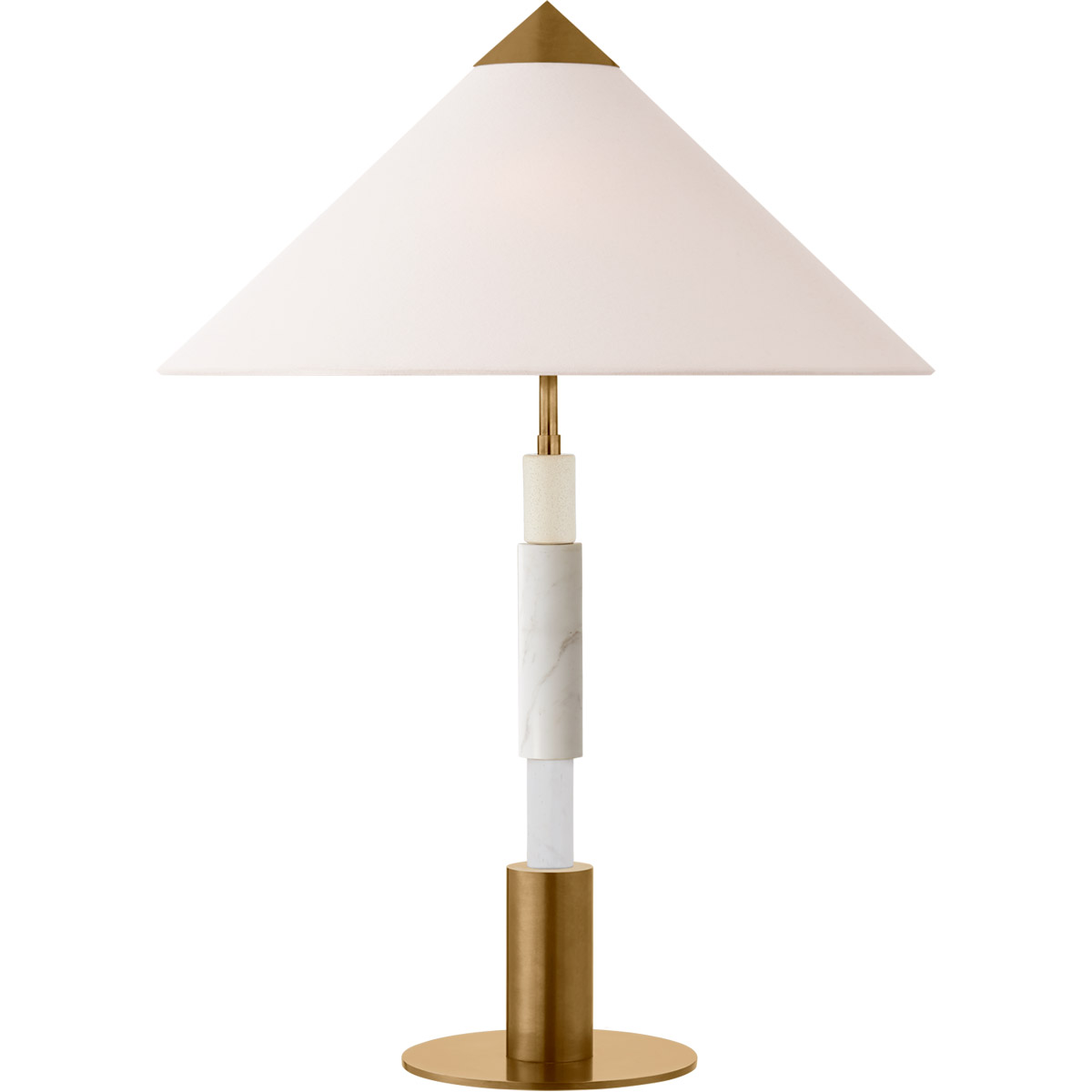 Visual Comfort Signature Collection KW3607AB/WM-L Kelly Wearstler Mira 28.5 inch 14.5 watt Antique-Burnished Brass and White Marble Stacked Table Lamp
