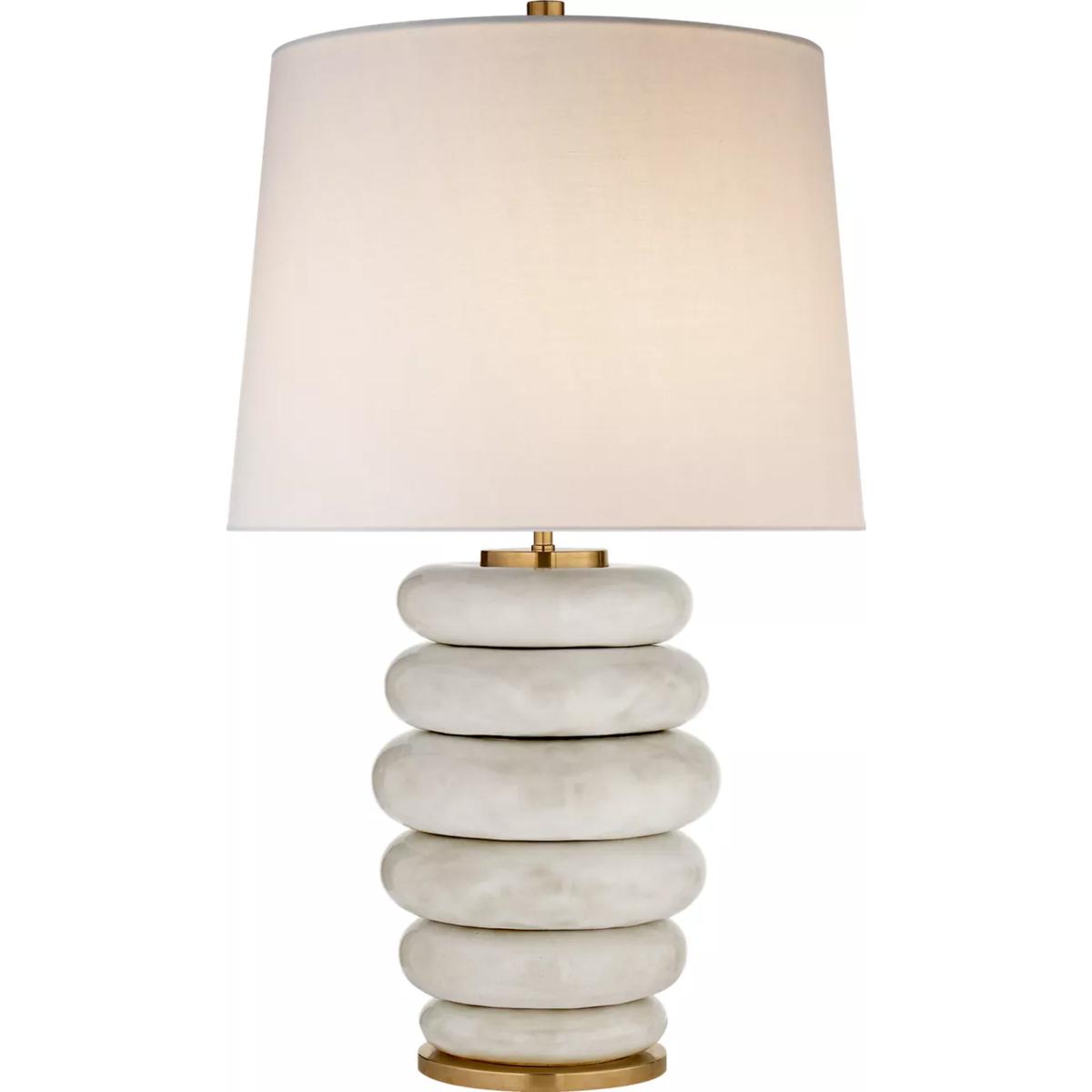 Lighting New York R-KW3619AWC-L Visual Comfort Kelly Wearstler Phoebe 29 inch 75 watt Antiqued White Ceramic Table Lamp Portable Light, Stacked KW3619