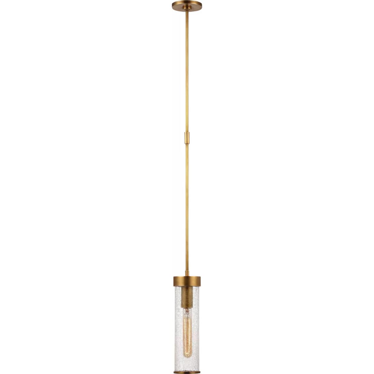 Visual Comfort Signature Collection KW5116AB-CRG Kelly Wearstler Liaison LED 3.5 inch Antique-Burnished Brass Pendant Ceiling Light in Crackle Glass