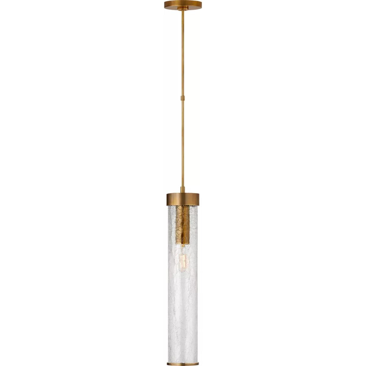 Visual Comfort Signature Collection KW5118AB-CRG Kelly Wearstler Liaison 1 Light 3.5 inch Antique-Burnished Brass Pendant Ceiling Light in Crackle Gla