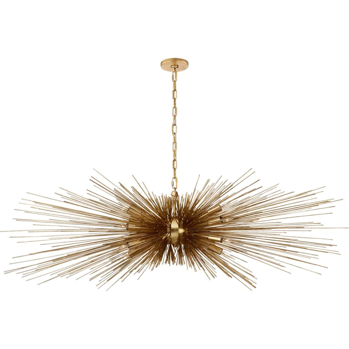 Visual Comfort Signature Collection KW5182G Kelly Wearstler Strada 16 Light 60 inch Gild Linear Chandelier Ceiling Light, Large