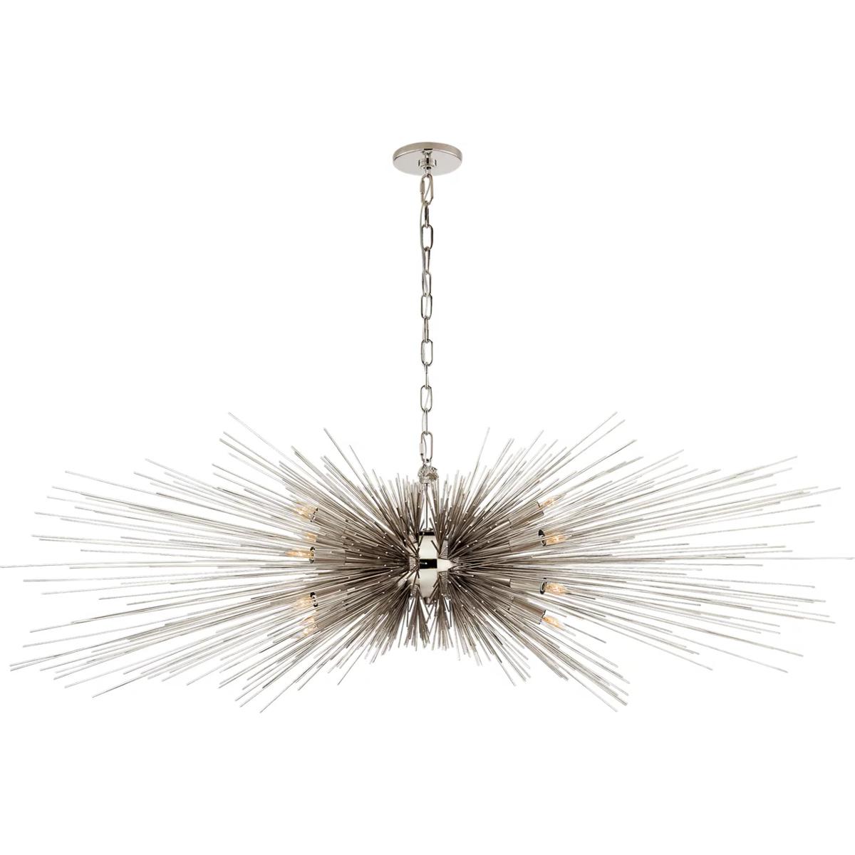 Visual Comfort Signature Collection KW5182PN Kelly Wearstler Strada 16 Light 60 inch Polished Nickel Linear Chandelier Ceiling Light, Large