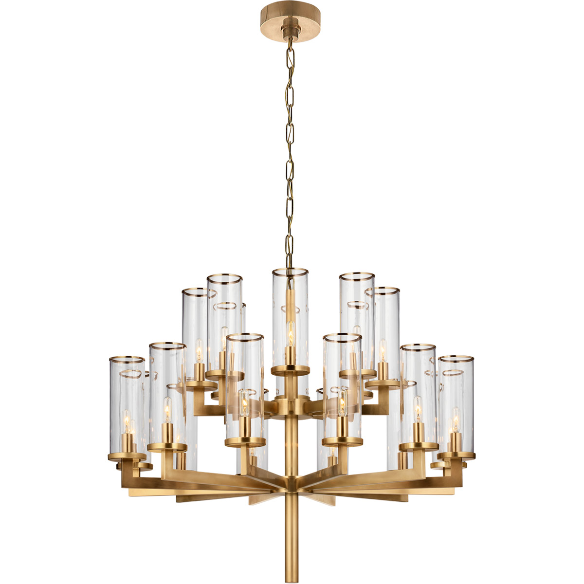 Visual Comfort Signature Collection KW5201AB-CG Kelly Wearstler Liaison 20 Light 34 inch Antique-Burnished Brass Double Tier Chandelier Ceiling Light