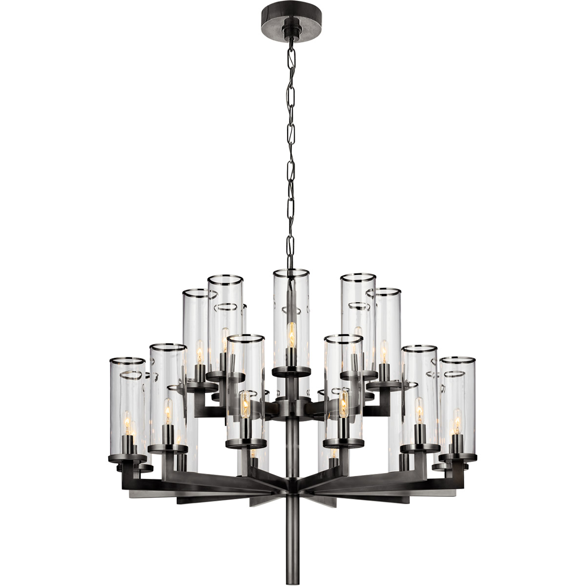 Visual Comfort Signature Collection KW5201BZ-CG Kelly Wearstler Liaison 20 Light 34 inch Bronze Double Tier Chandelier Ceiling Light in Clear Glass