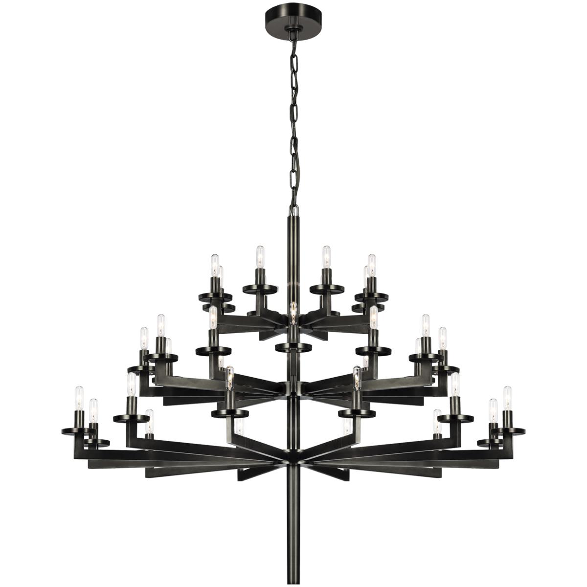Visual Comfort Signature Collection KW5202BZ Kelly Wearstler Liaison 32 Light 47.5 inch Bronze Triple Tier Chandelier Ceiling Light in (None)