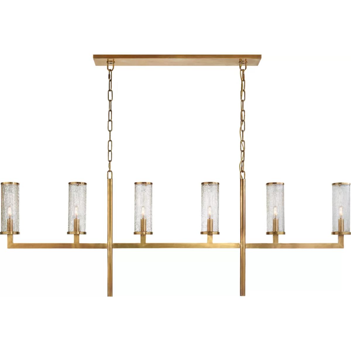 Visual Comfort Signature Collection KW5203AB-CRG Kelly Wearstler Liaison 6 Light 62 inch Antique-Burnished Brass Linear Chandelier Ceiling Light in Cr