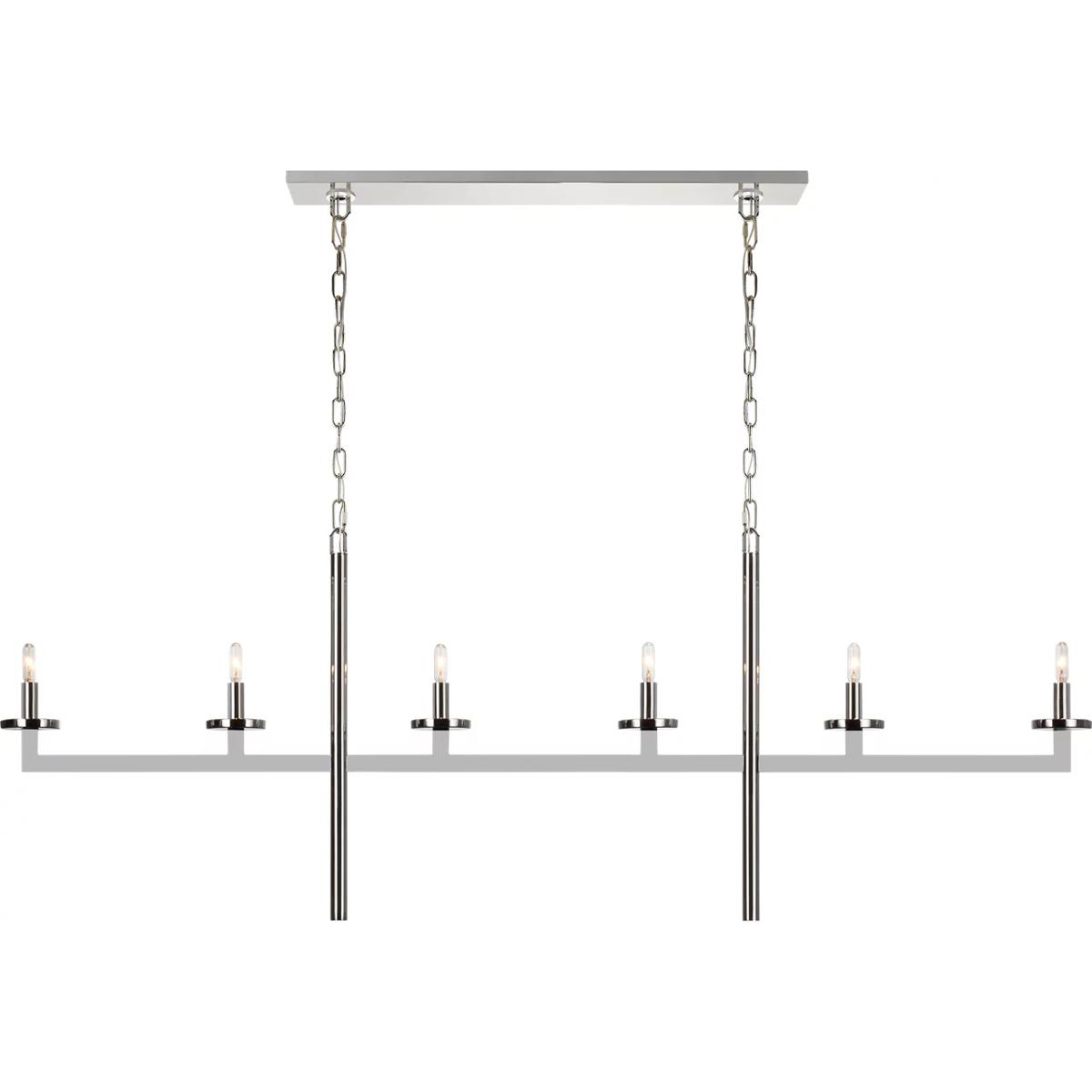 Visual Comfort Signature Collection KW5203PN Kelly Wearstler Liaison 6 Light 62 inch Polished Nickel Linear Chandelier Ceiling Light in (None), Large