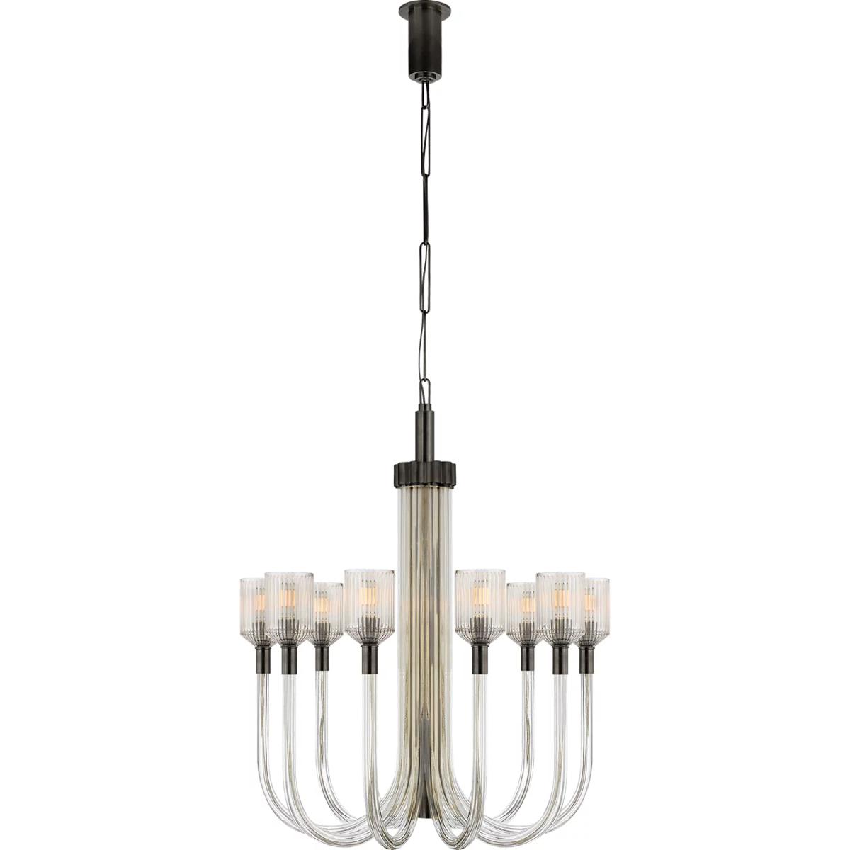 Visual Comfort Signature Collection KW5401CRB/BZ Kelly Wearstler Reverie 10 Light 30 inch Clear Ribbed Glass and Bronze Single Tier Chandelier Ceiling