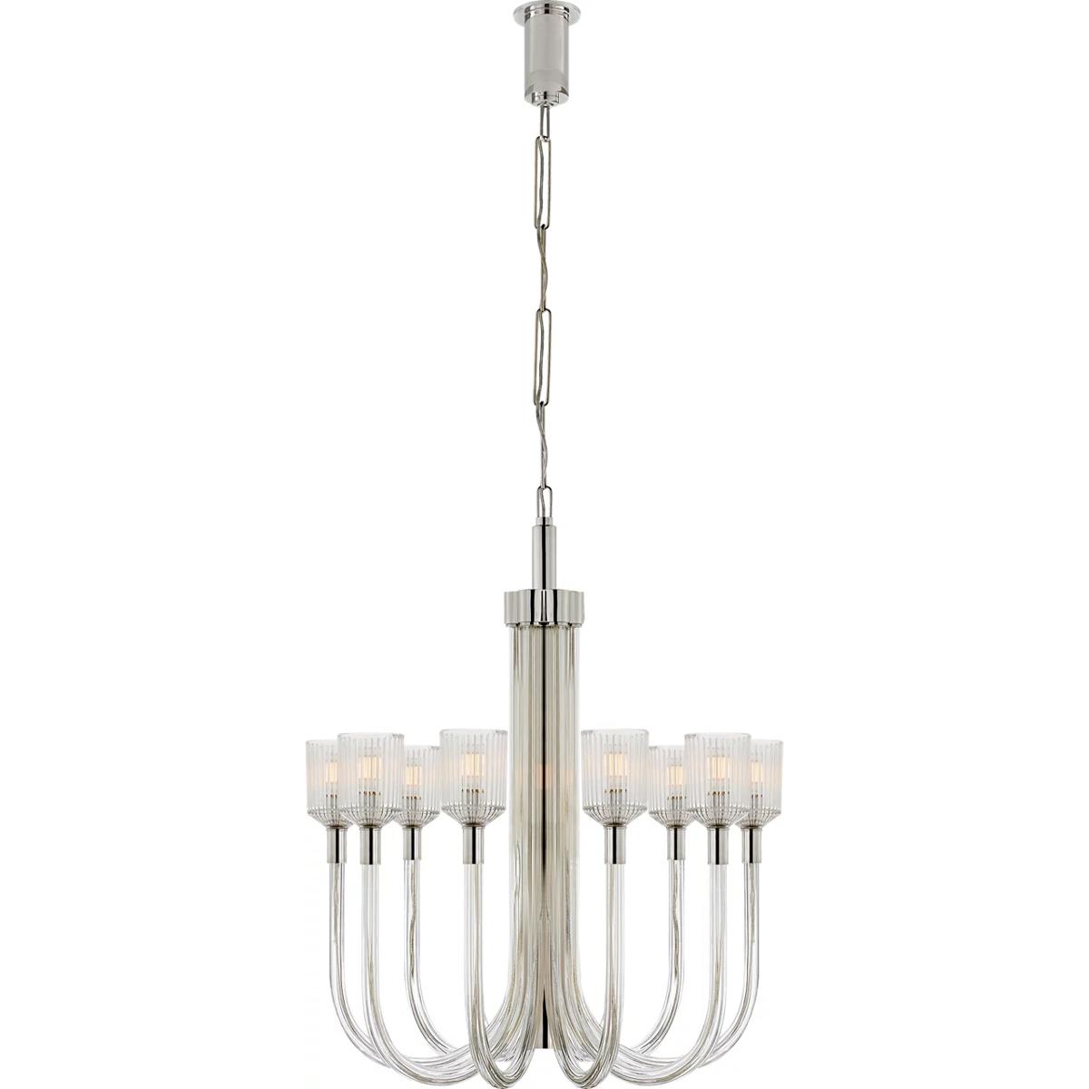 Visual Comfort Signature Collection KW5401CRB/PN Kelly Wearstler Reverie 10 Light 30 inch Clear Ribbed Glass and Polished Nickel Single Tier Chandelie