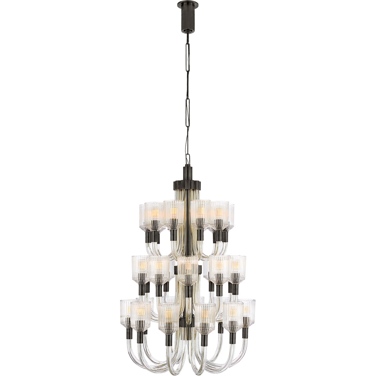 Visual Comfort Signature Collection KW5406CRB/BZ Kelly Wearstler Reverie 30 Light 27.75 inch Clear Ribbed Glass and Bronze Chandelier Ceiling Light