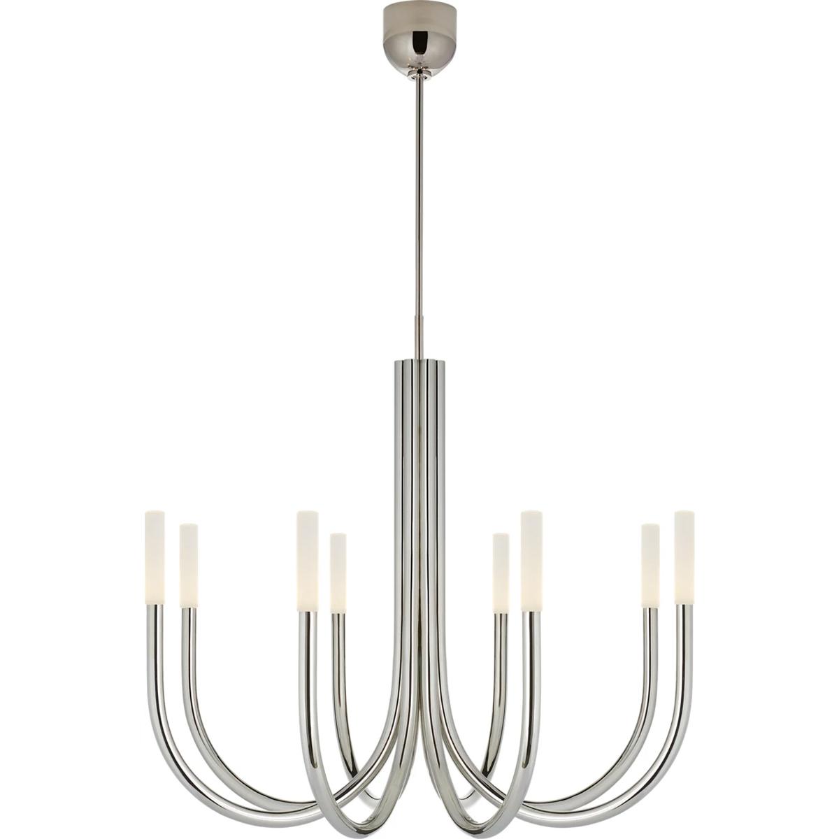 Visual Comfort Signature Collection KW5581PN-EC Kelly Wearstler Rousseau LED 38 inch Polished Nickel Chandelier Ceiling Light in Etched Crystal, Mediu