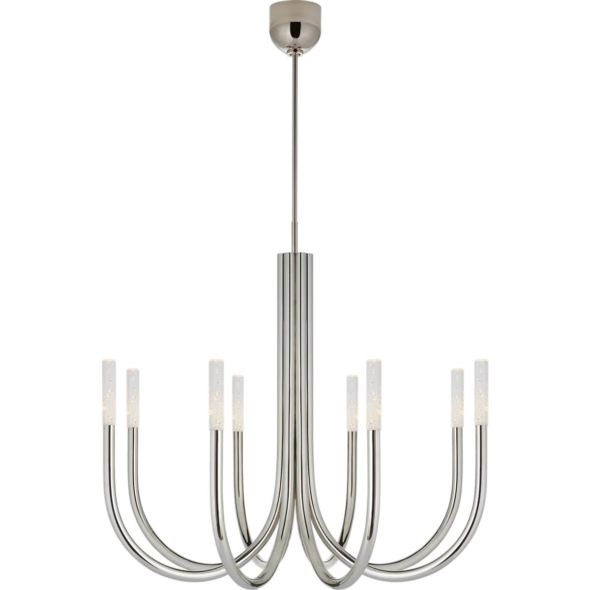Visual Comfort Signature Collection KW5581PN-SG Kelly Wearstler Rousseau LED 38 inch Polished Nickel Chandelier Ceiling Light in Seeded Glass, Medium