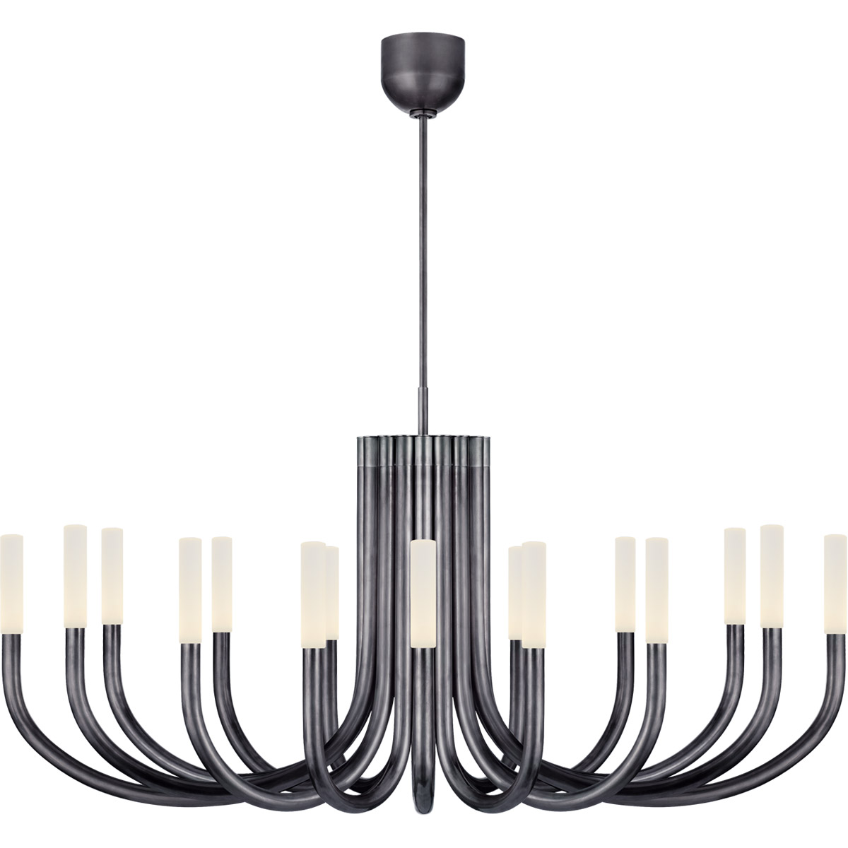 Visual Comfort Signature Collection KW5585BZ-EC Kelly Wearstler Rousseau LED 50 inch Bronze Chandelier Ceiling Light in Etched Crystal, Large