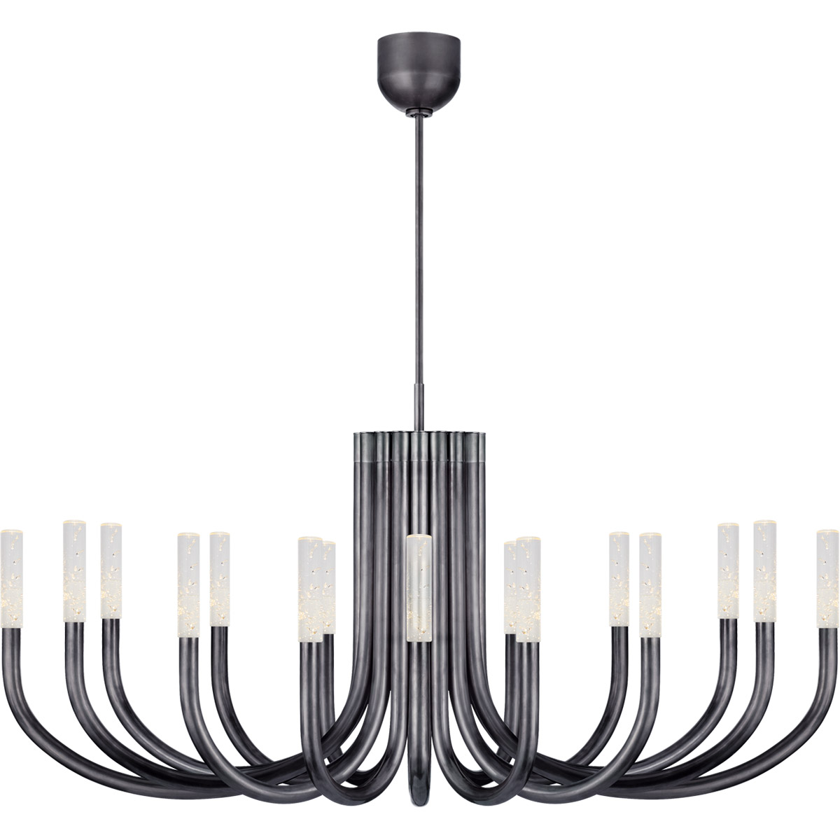 Visual Comfort Signature Collection KW5585BZ-SG Kelly Wearstler Rousseau LED 50 inch Bronze Chandelier Ceiling Light in Seeded Glass, Large