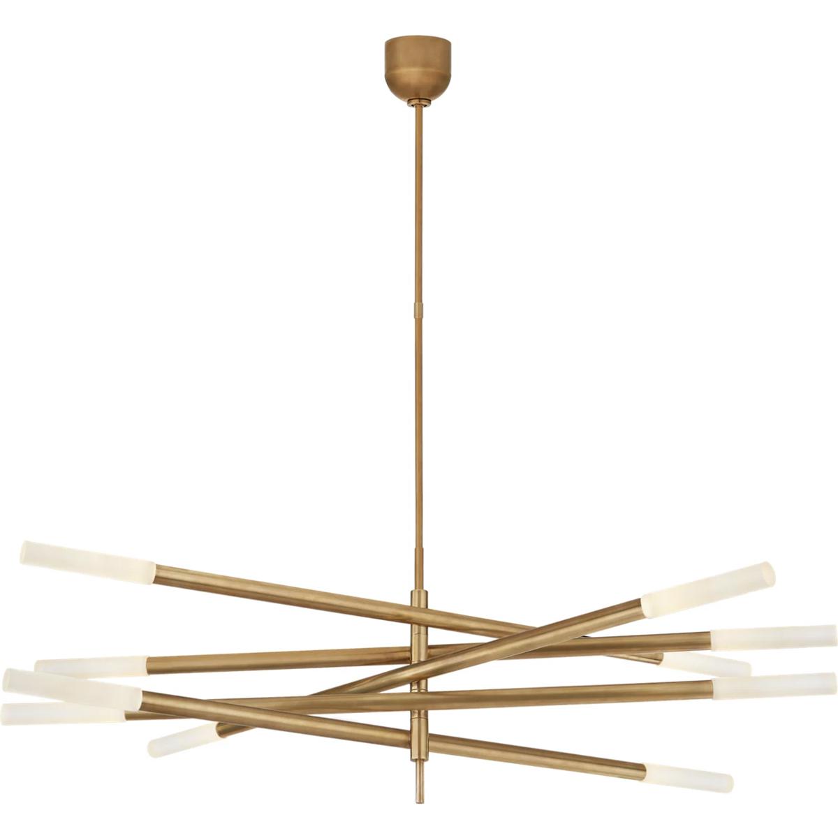 Visual Comfort Signature Collection KW5587AB-EC Kelly Wearstler Rousseau LED 50 inch Antique-Burnished Brass Articulating Chandelier Ceiling Light in