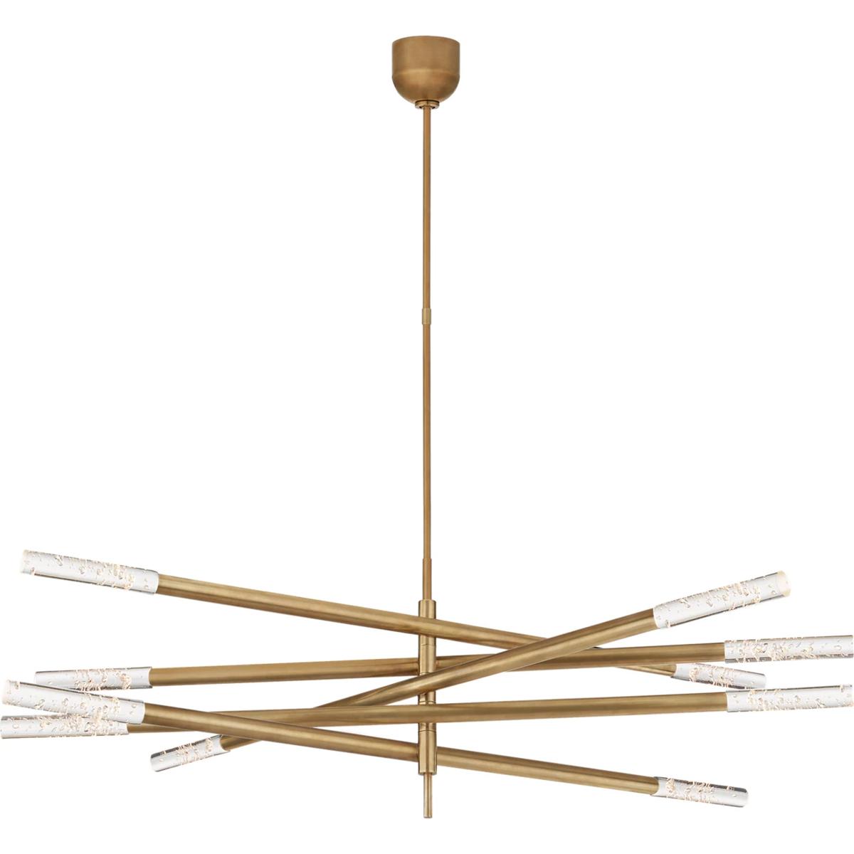 Visual Comfort Signature Collection KW5587AB-SG Kelly Wearstler Rousseau LED 50 inch Antique-Burnished Brass Articulating Chandelier Ceiling Light in