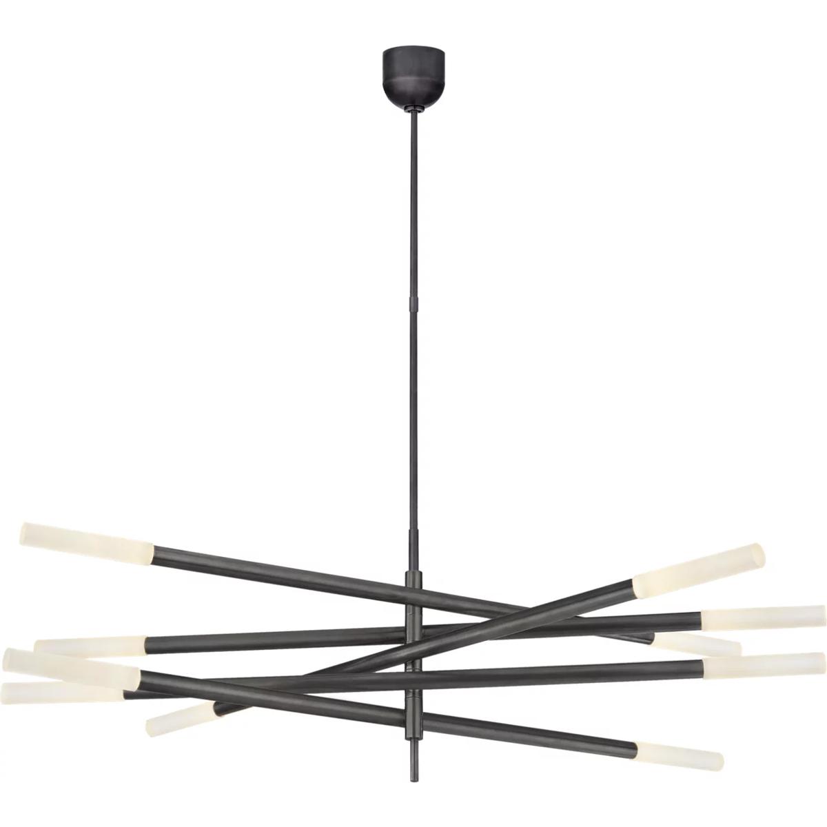 Visual Comfort Signature Collection KW5587BZ-EC Kelly Wearstler Rousseau LED 50 inch Bronze Articulating Chandelier Ceiling Light in Etched Crystal, G