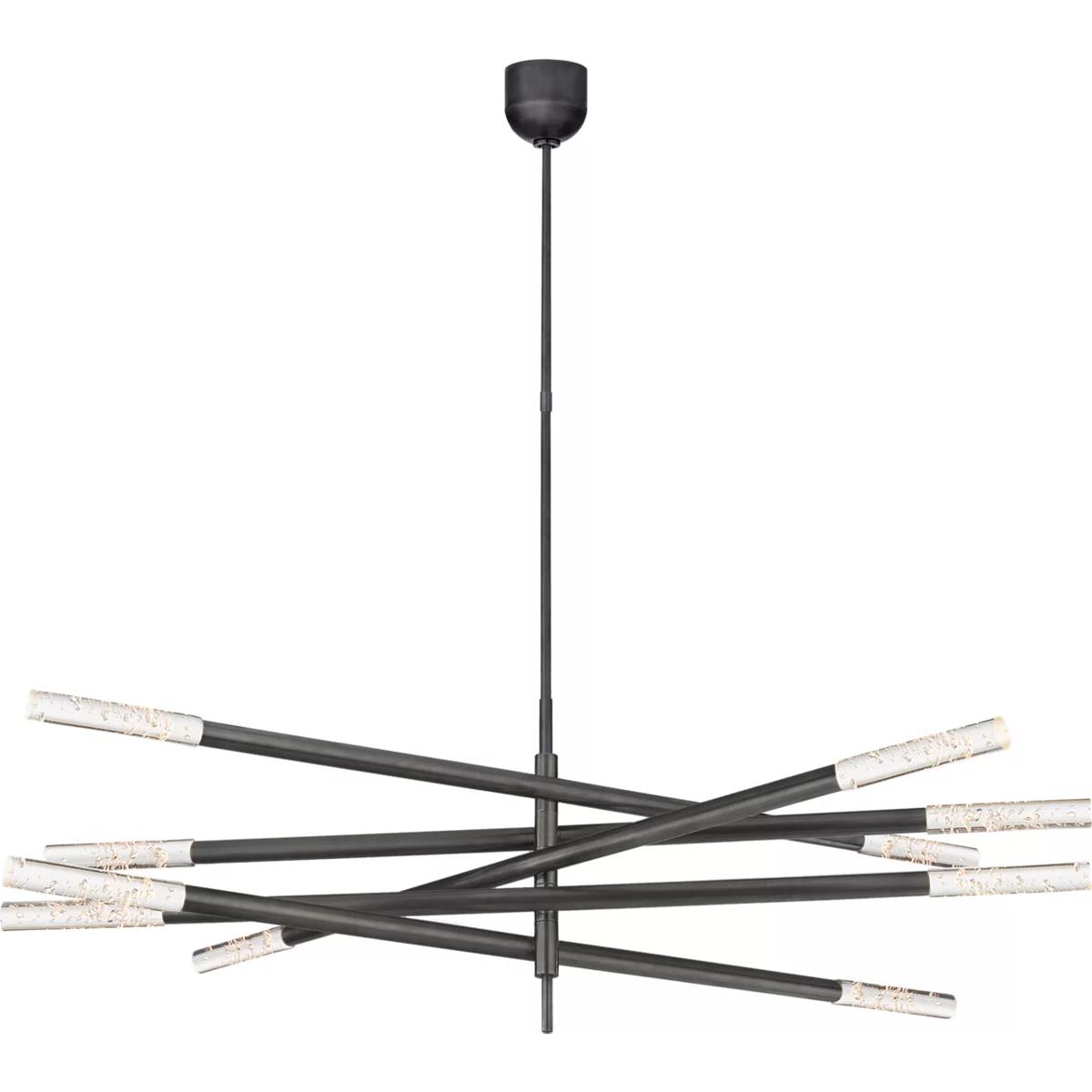 Visual Comfort Signature Collection KW5587BZ-SG Kelly Wearstler Rousseau LED 50 inch Bronze Articulating Chandelier Ceiling Light in Seeded Glass, Gra