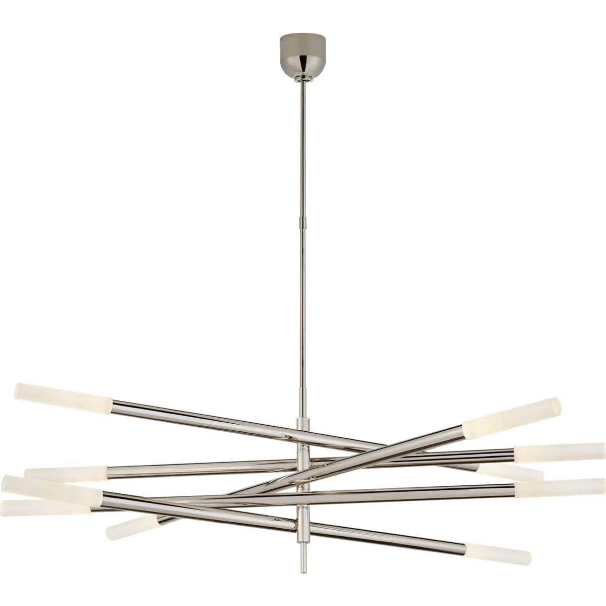 Visual Comfort Signature Collection KW5587PN-EC Kelly Wearstler Rousseau LED 50 inch Polished Nickel Articulating Chandelier Ceiling Light in Etched C