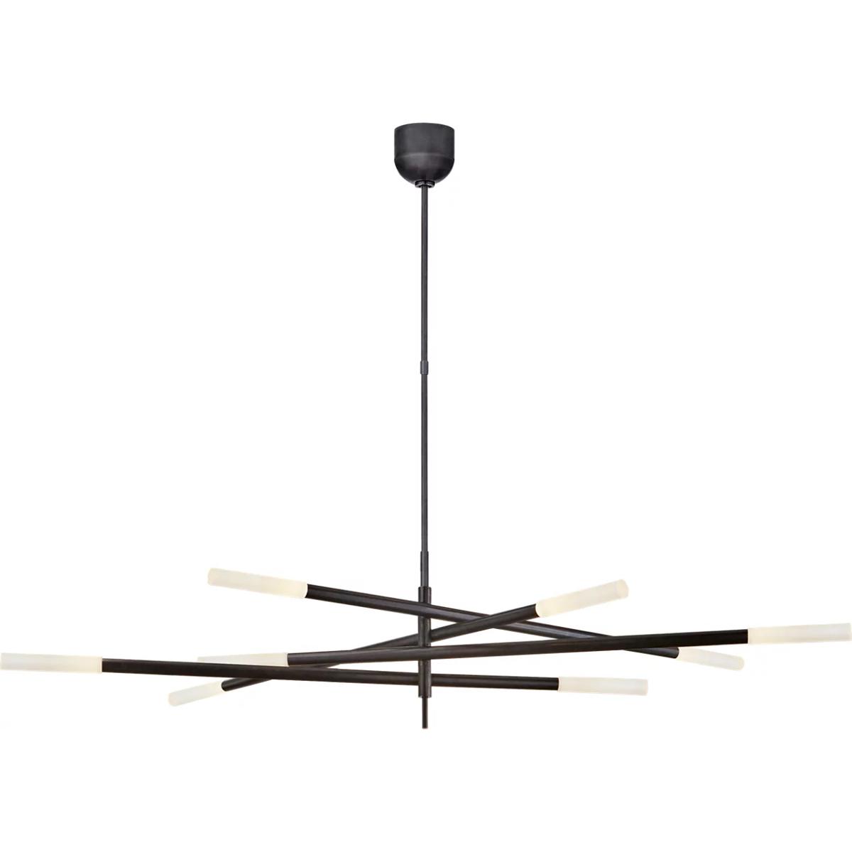 Visual Comfort Signature Collection KW5589BZ-EC Kelly Wearstler Rousseau LED 65 inch Bronze Articulating Chandelier Ceiling Light in Etched Crystal, G