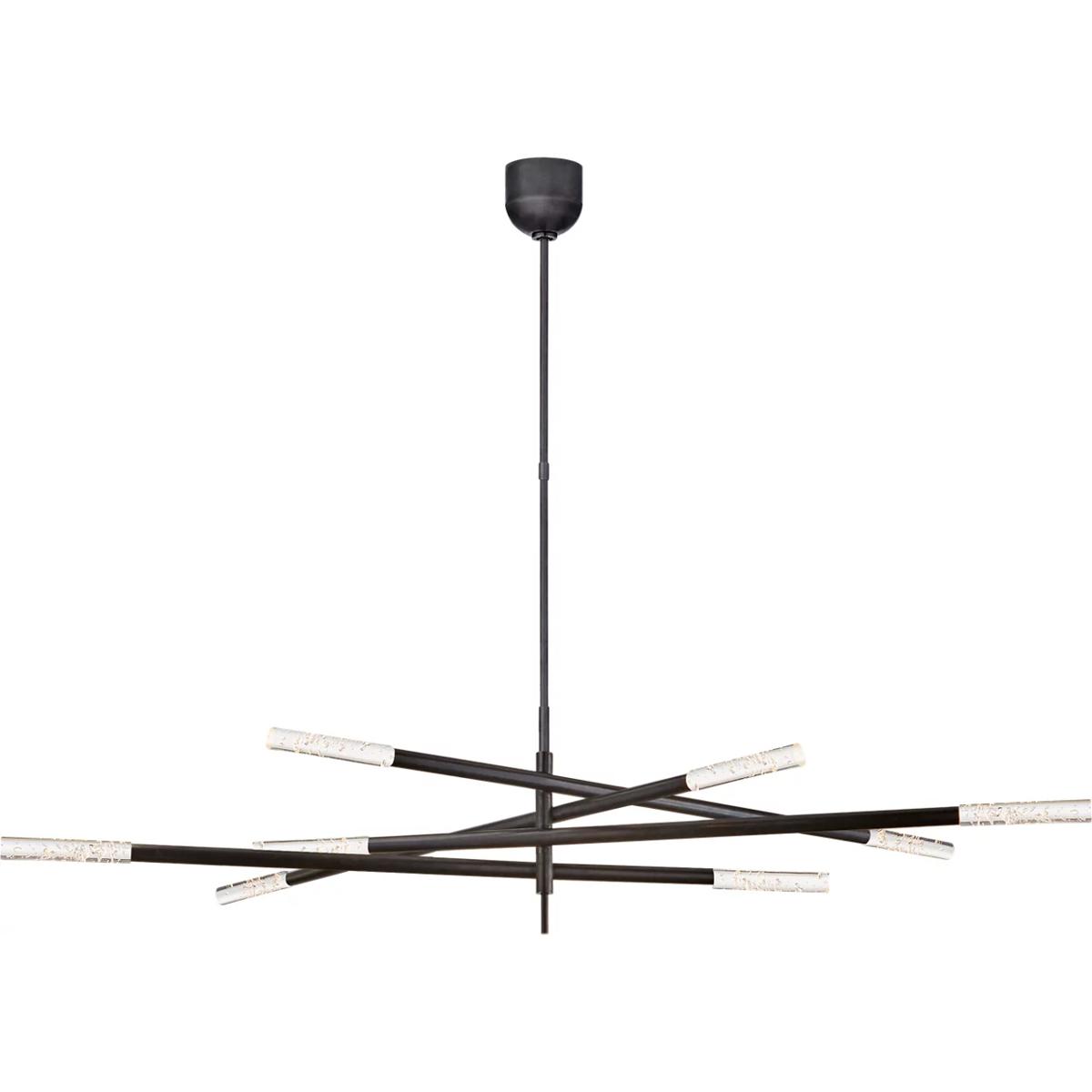Visual Comfort Signature Collection KW5589BZ-SG Kelly Wearstler Rousseau LED 65 inch Bronze Articulating Chandelier Ceiling Light in Seeded Glass, Gra