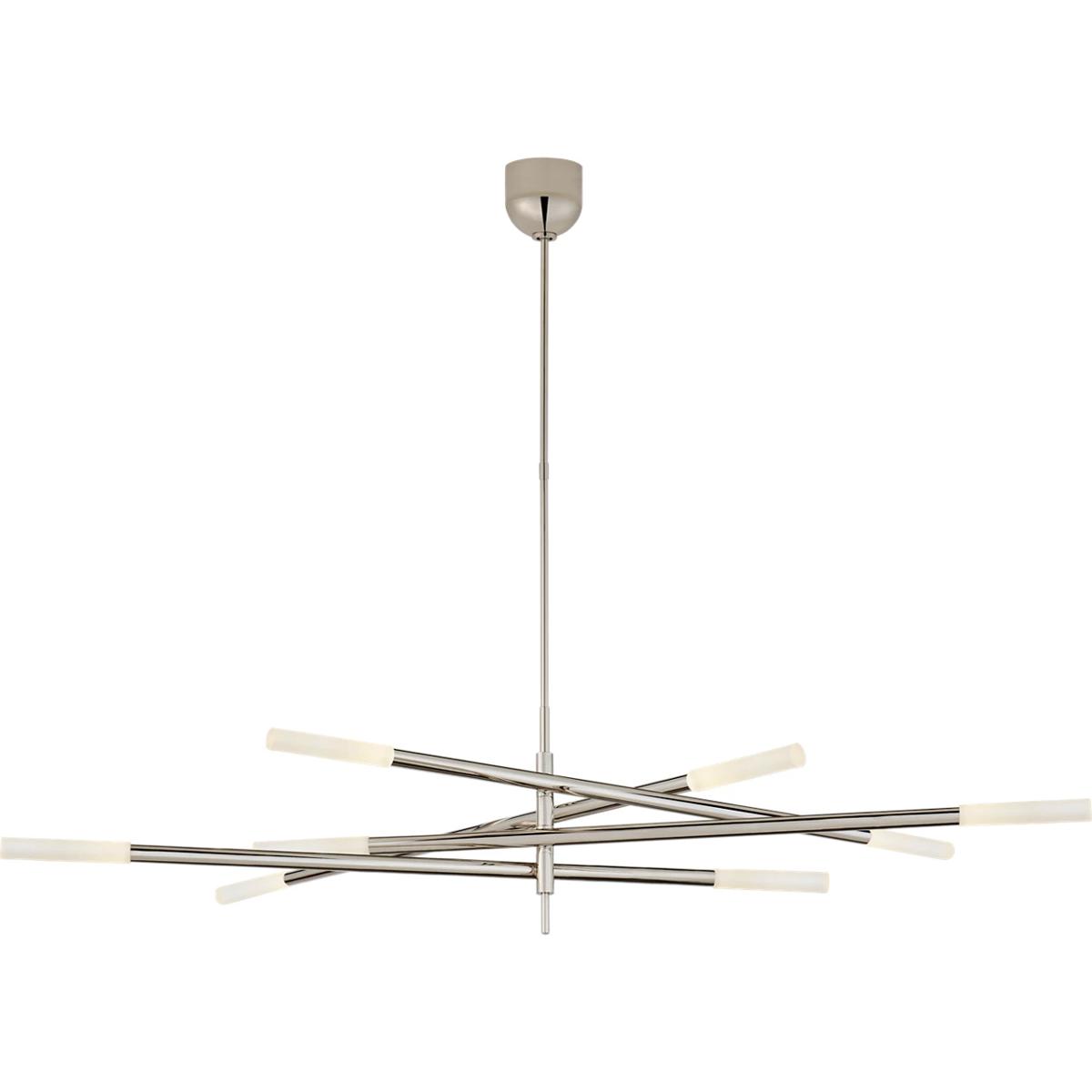 Visual Comfort Signature Collection KW5589PN-EC Kelly Wearstler Rousseau LED 65 inch Polished Nickel Articulating Chandelier Ceiling Light in Etched C