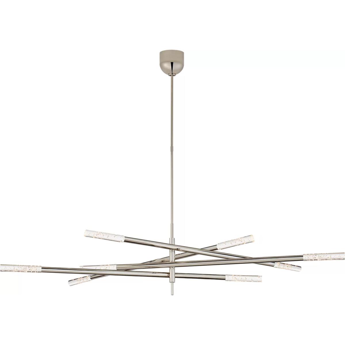 Visual Comfort Signature Collection KW5589PN-SG Kelly Wearstler Rousseau LED 65 inch Polished Nickel Articulating Chandelier Ceiling Light in Seeded G