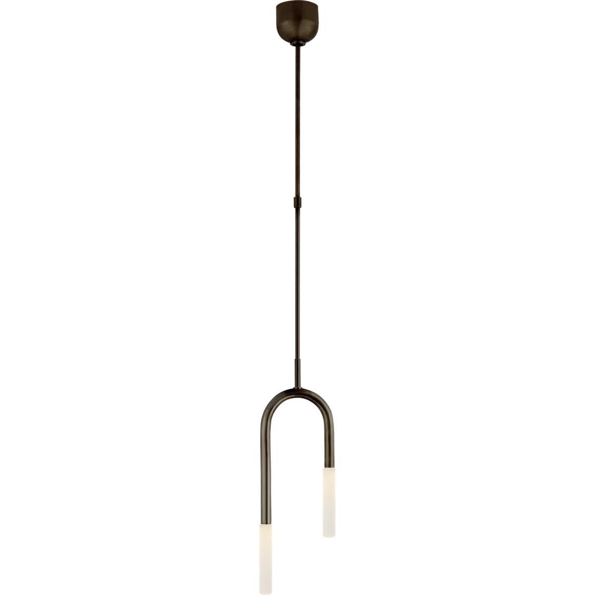 Visual Comfort Signature Collection KW5590BZ-EC Kelly Wearstler Rousseau LED 8.5 inch Bronze Asymmetric Pendant Ceiling Light in Etched Crystal, Small