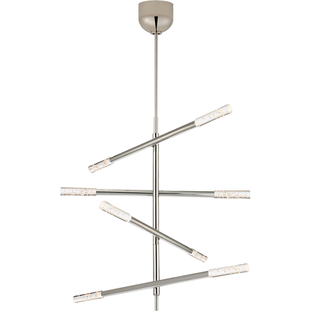 Visual Comfort Signature Collection KW5592PN-SG Kelly Wearstler Rousseau LED 3 inch Polished Nickel Articulating Chandelier Ceiling Light in Seeded Gl