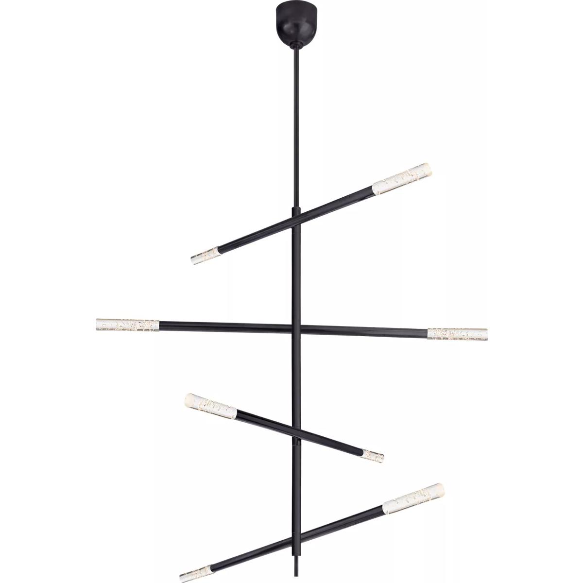 Visual Comfort Signature Collection KW5593BZ-SG Kelly Wearstler Rousseau LED 3 inch Bronze Articulating Chandelier Ceiling Light in Seeded Glass, Larg