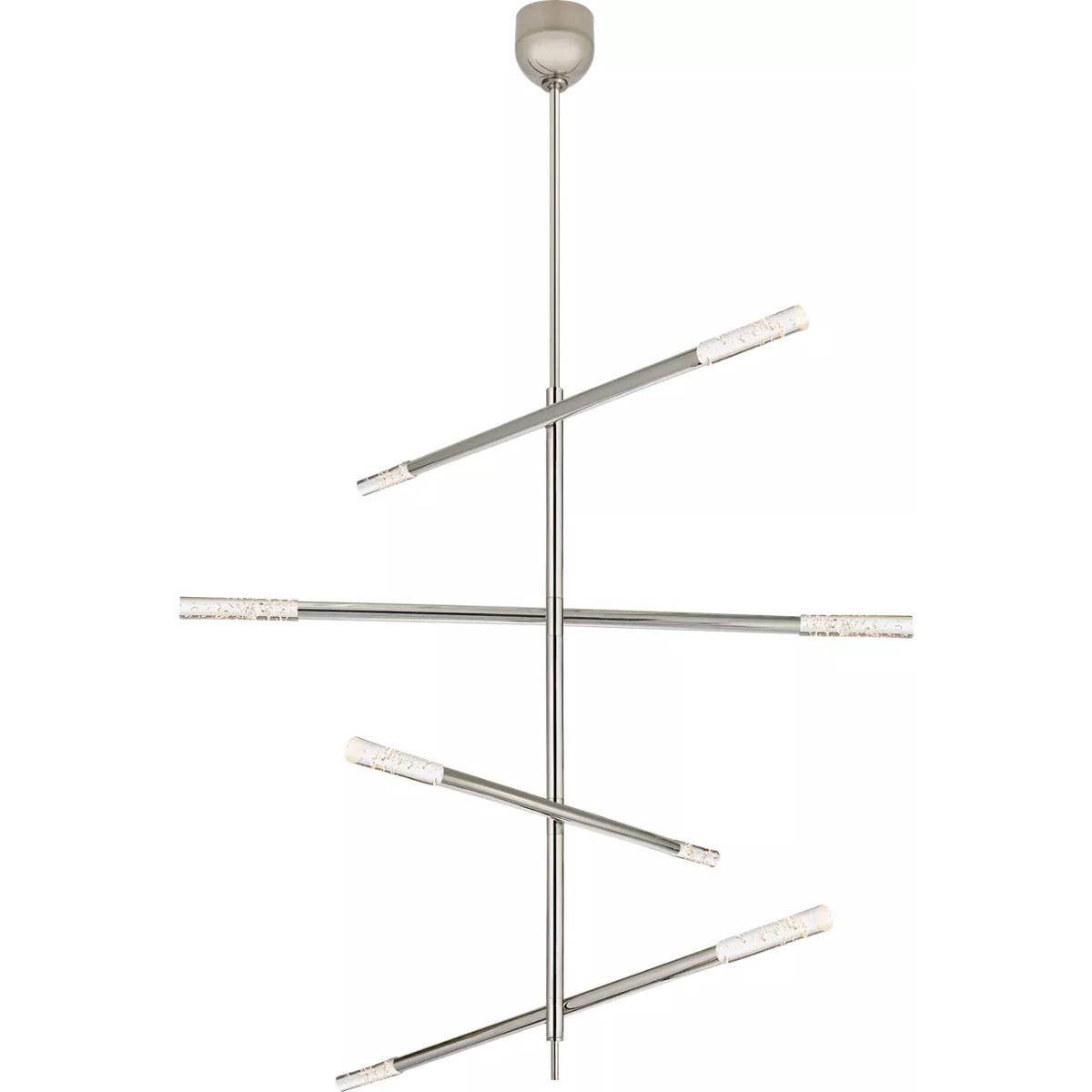 Visual Comfort Signature Collection KW5593PN-SG Kelly Wearstler Rousseau LED 3 inch Polished Nickel Articulating Chandelier Ceiling Light in Seeded Gl