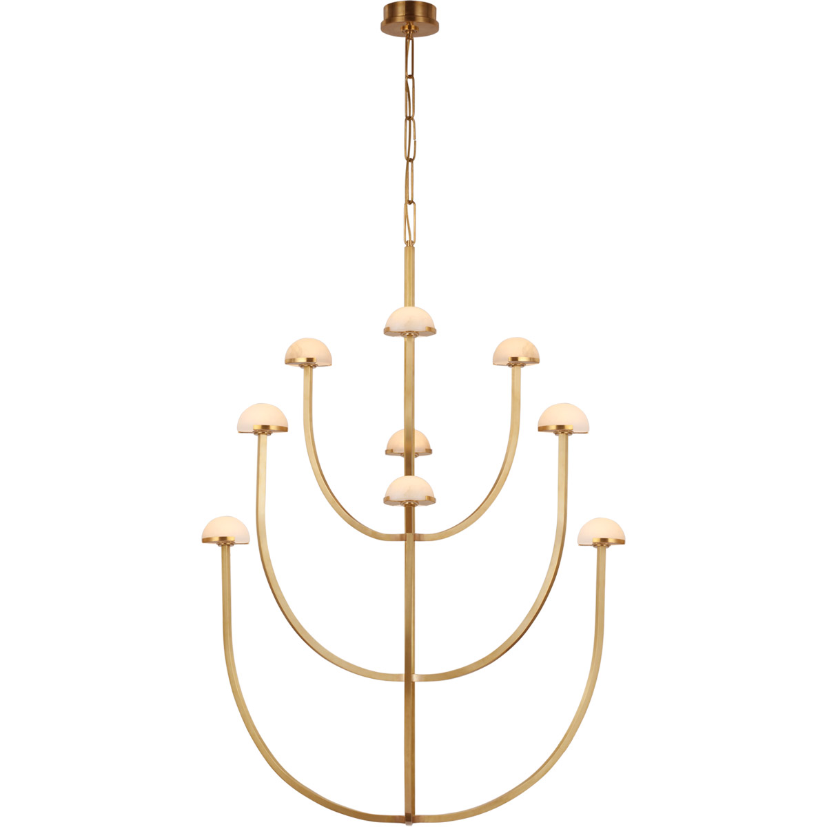 Visual Comfort Signature Collection KW5622AB-ALB Kelly Wearstler Pedra LED 35.25 inch Antique-Burnished Brass Three-Tier Chandelier Ceiling Light, Lar