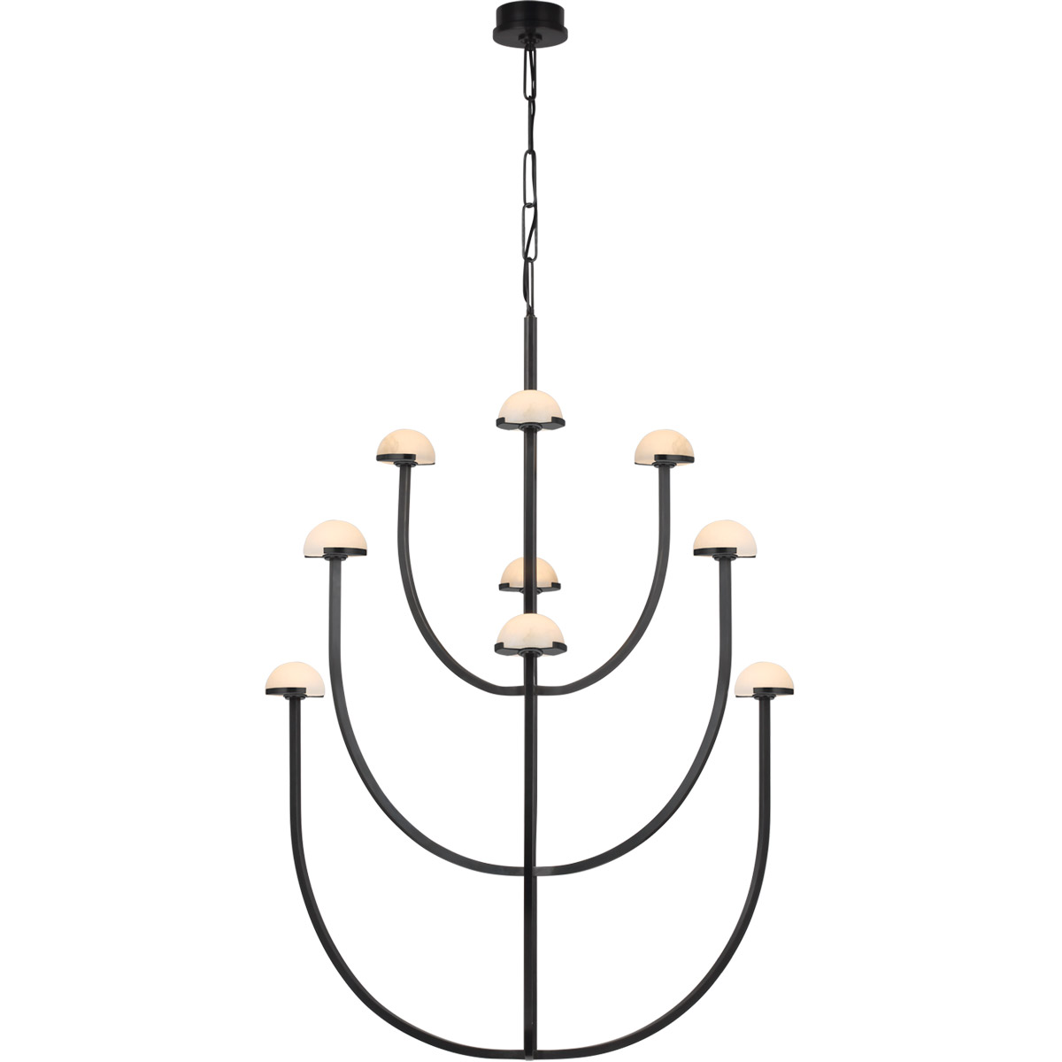Visual Comfort Signature Collection KW5622BZ-ALB Kelly Wearstler Pedra LED 35.25 inch Bronze Three-Tier Chandelier Ceiling Light, Large