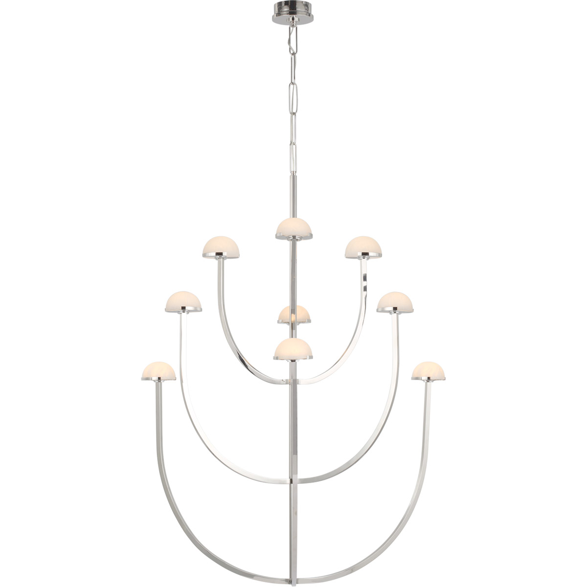 Visual Comfort Signature Collection KW5622PN-ALB Kelly Wearstler Pedra LED 35.25 inch Polished Nickel Three-Tier Chandelier Ceiling Light, Large