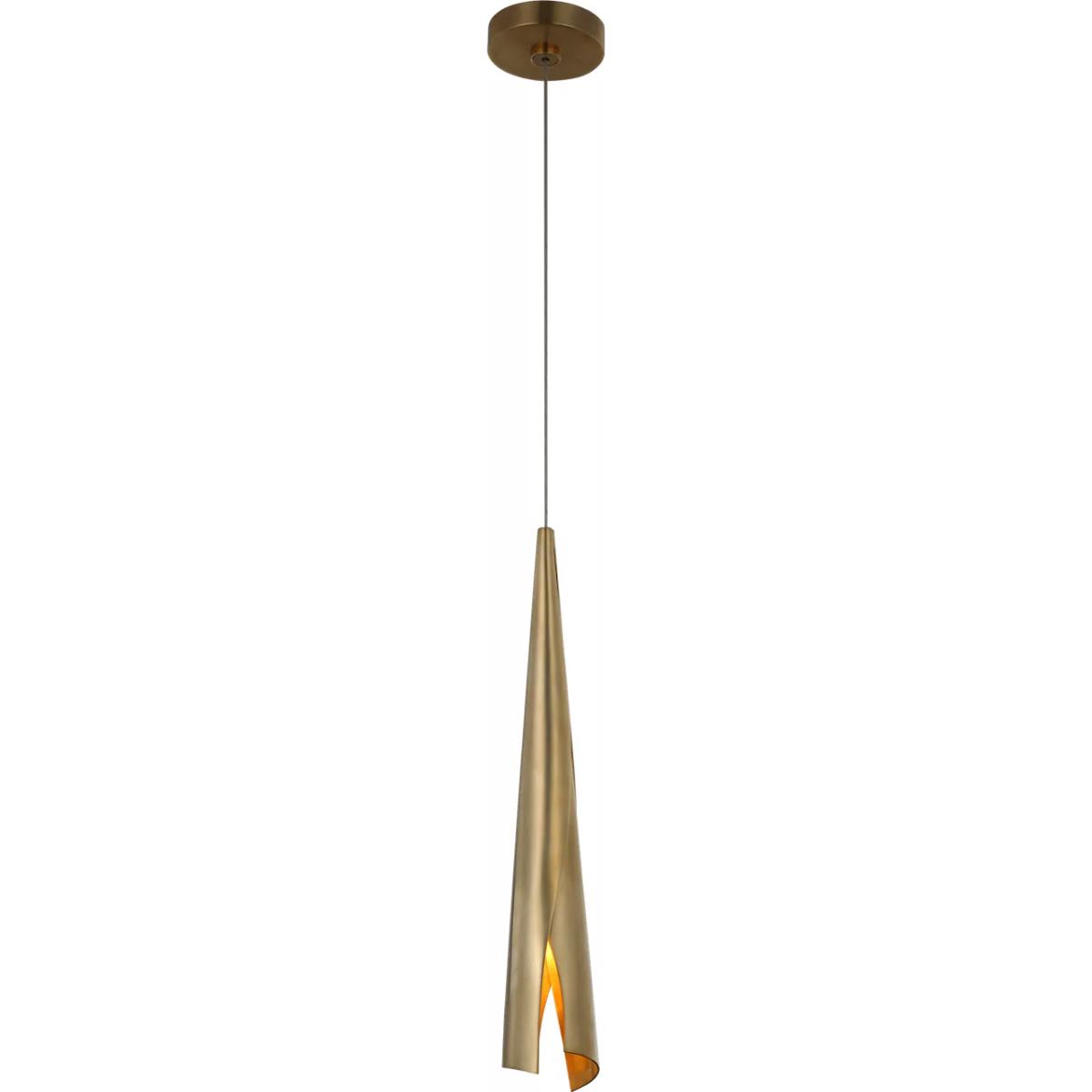 Visual Comfort Signature Collection KW5630AB Kelly Wearstler Piel LED 3.5 inch Antique-Burnished Brass Wrapped Pendant Ceiling Light
