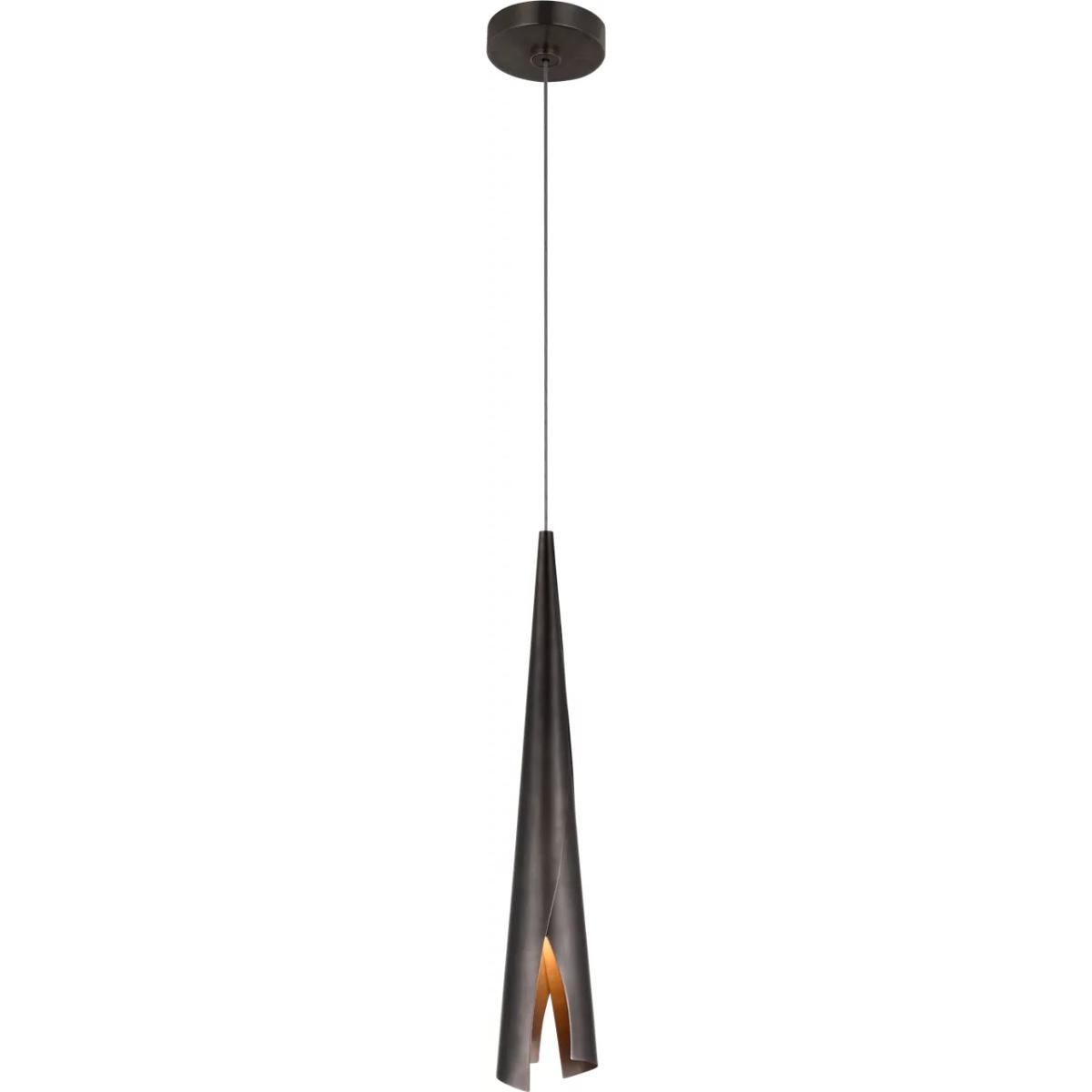 Visual Comfort Signature Collection KW5630BZ Kelly Wearstler Piel LED 3.5 inch Bronze Wrapped Pendant Ceiling Light