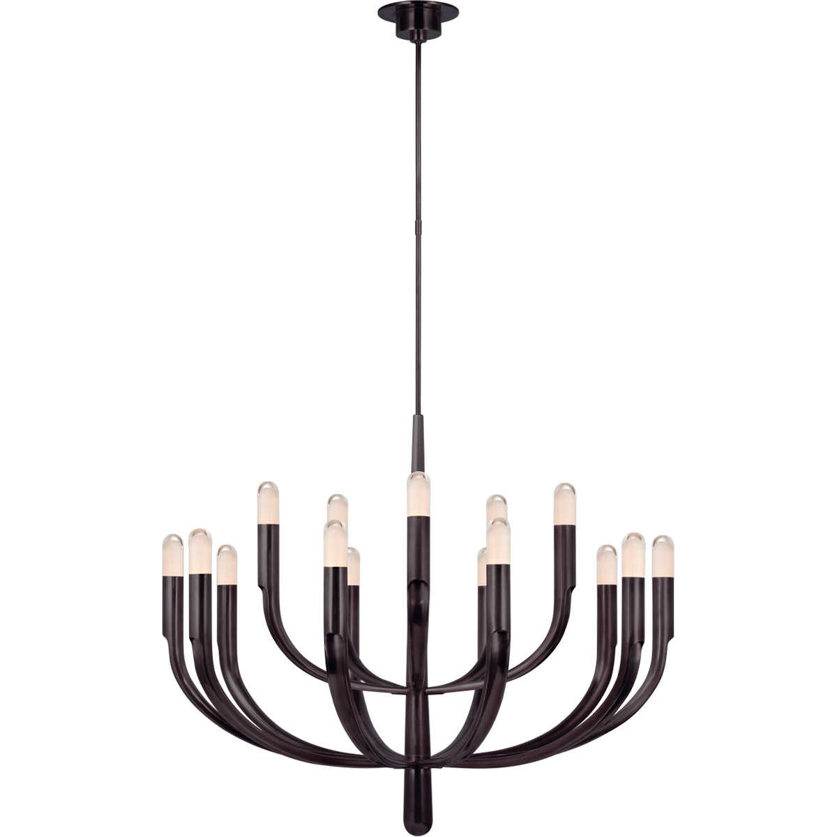 Visual Comfort Signature Collection KW5748BZ-CG Kelly Wearstler Verso LED 48 inch Bronze Tiered Chandelier Ceiling Light in Clear Glass, Grande