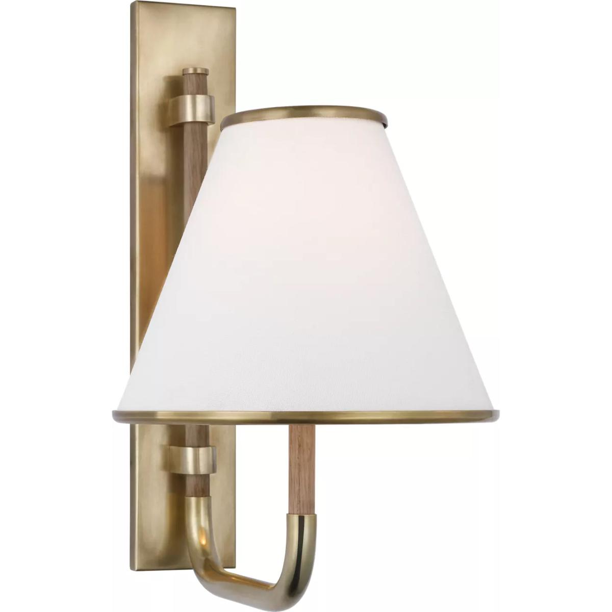 Visual Comfort Signature Collection MF2055SB/NO-L Marie Flanigan Rigby LED 7.75 inch Soft Brass and Natural Oak Sconce Wall Light, Small