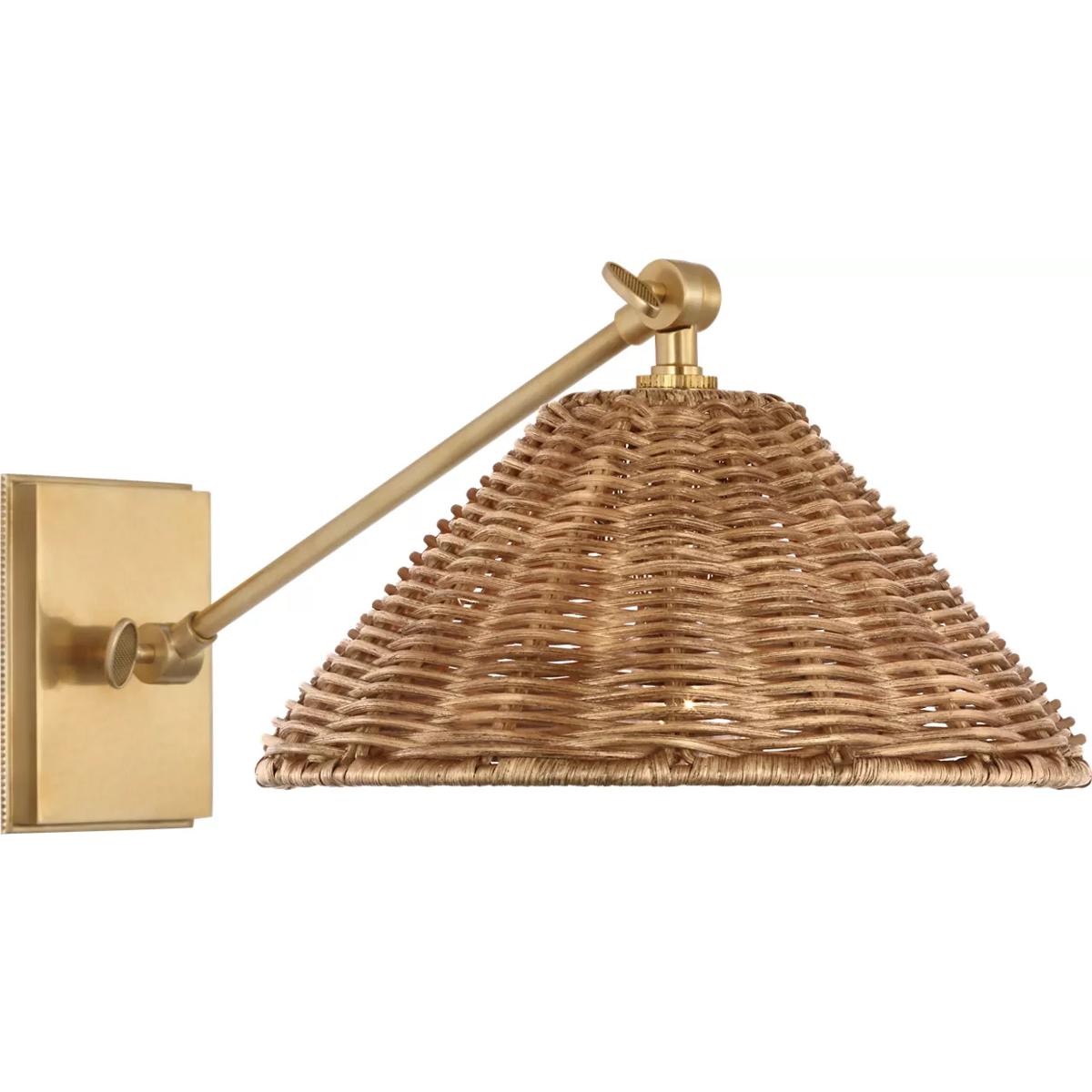 Visual Comfort Signature Collection MF2200SB-NTW Marie Flanigan Wimberley LED 10 inch Soft Brass Single Library Wall Light in Natural Wicker