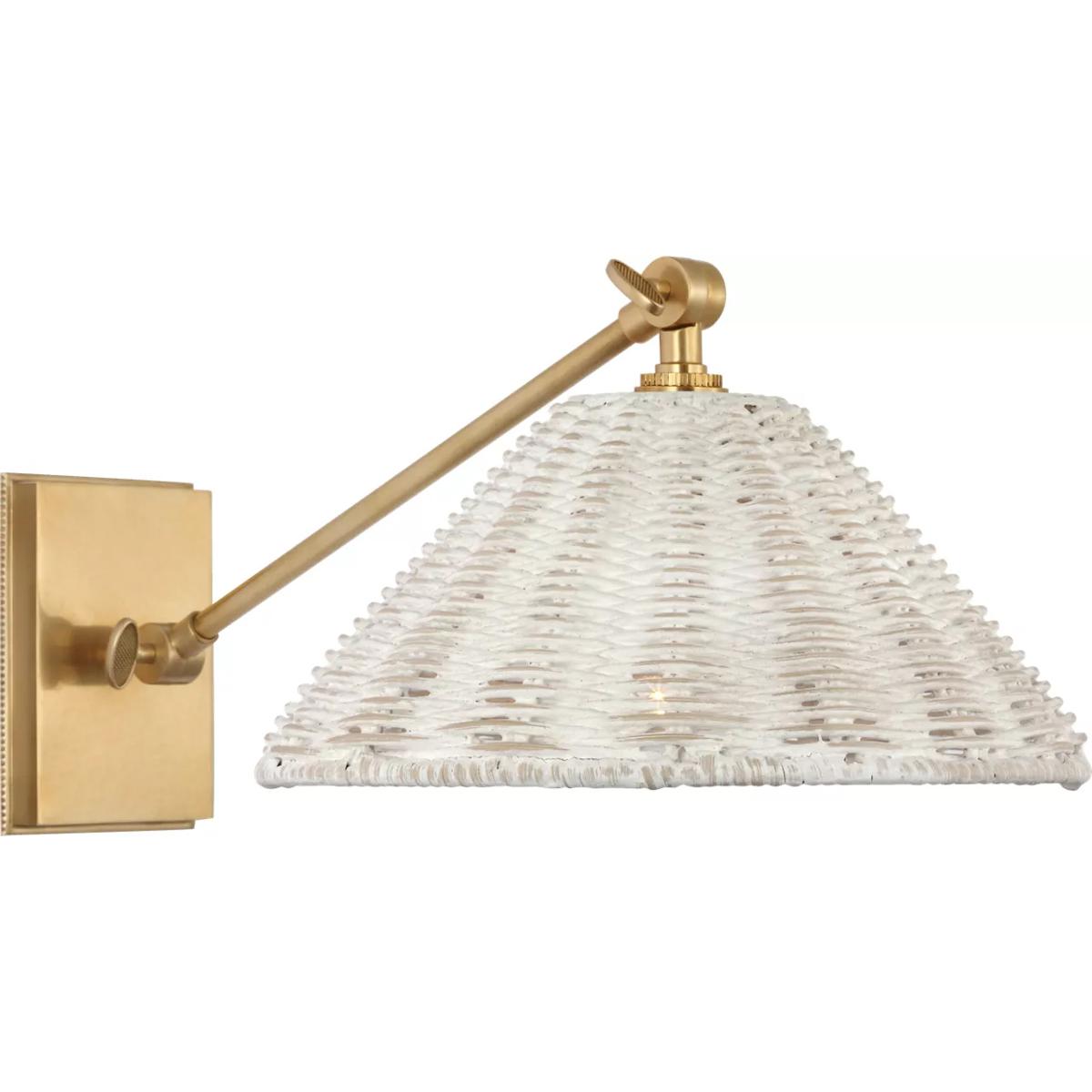 Visual Comfort Signature Collection MF2200SB-WW Marie Flanigan Wimberley LED 10 inch Soft Brass Single Library Wall Light in White Wicker